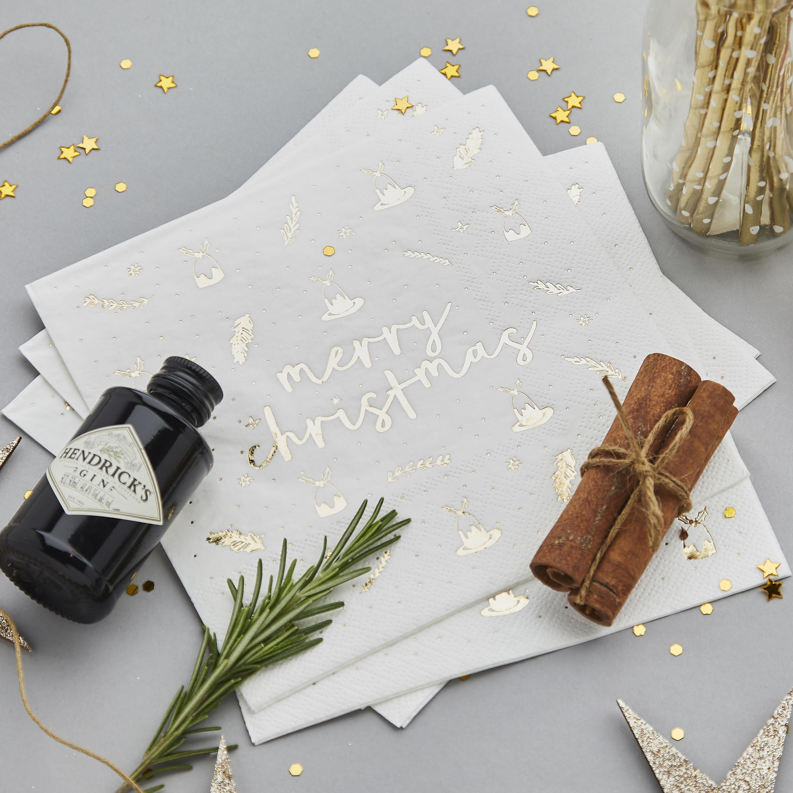 Gold Merry Christmas Paper Napkins - Pack of 16
