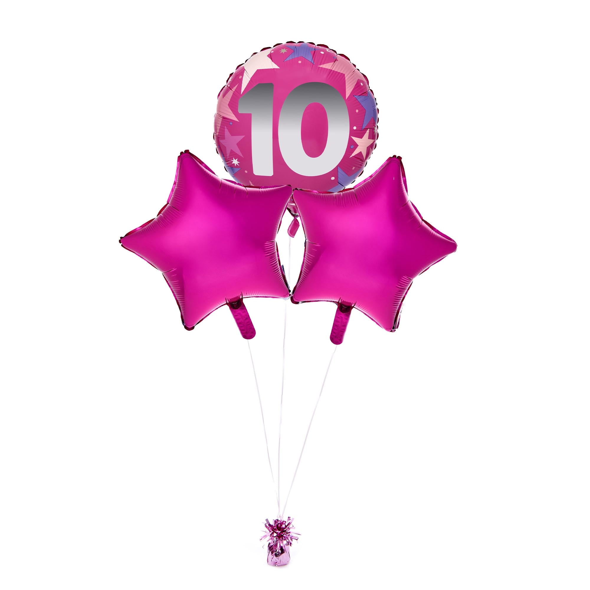 Pink 10th Birthday Balloon Bouquet - Delivered Inflated!
