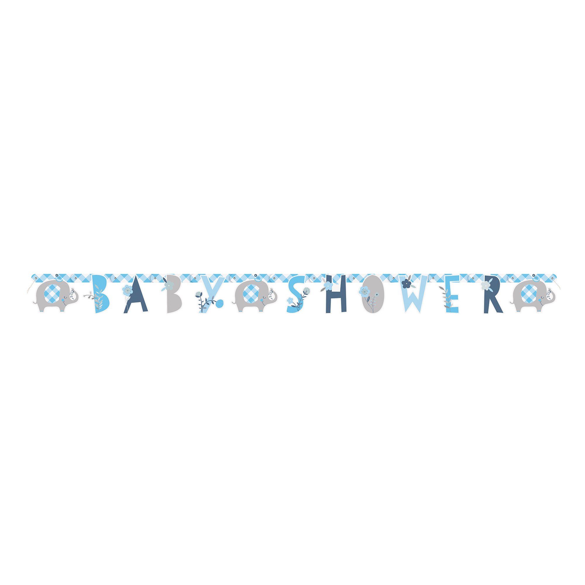 Blue Elephant Baby Shower Tableware & Decorations - 16 Guests