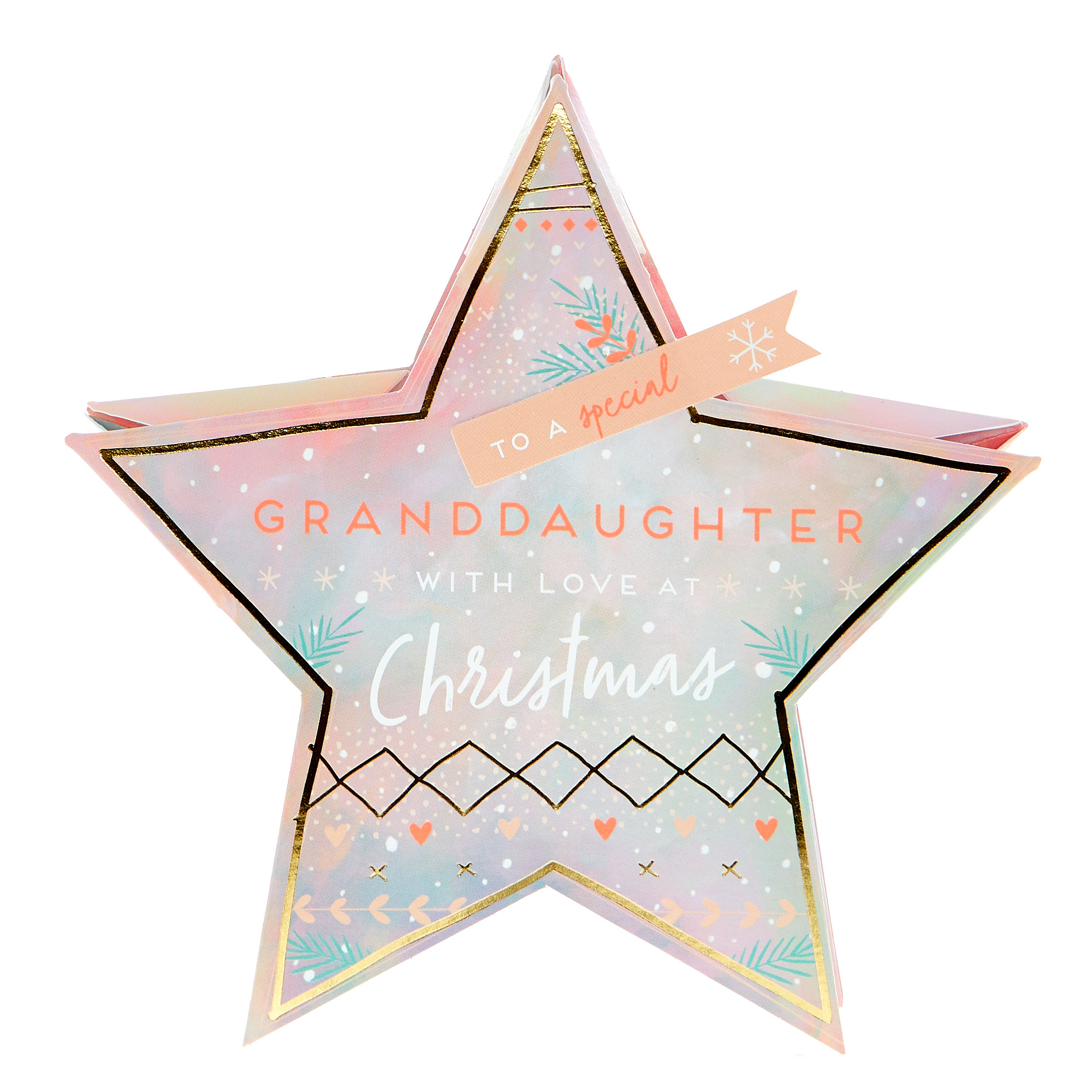 Boutique 3D Christmas Card - Granddaughter Star