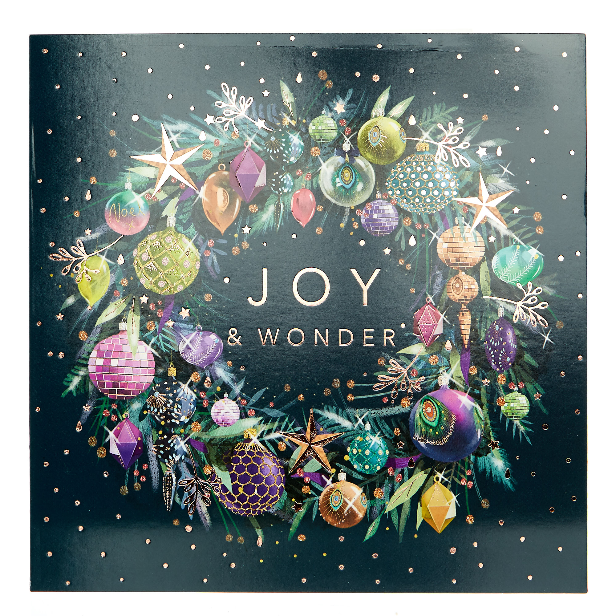 Box of 12 Deluxe Wreath & Baubles Charity Christmas Cards - 2 Designs 
