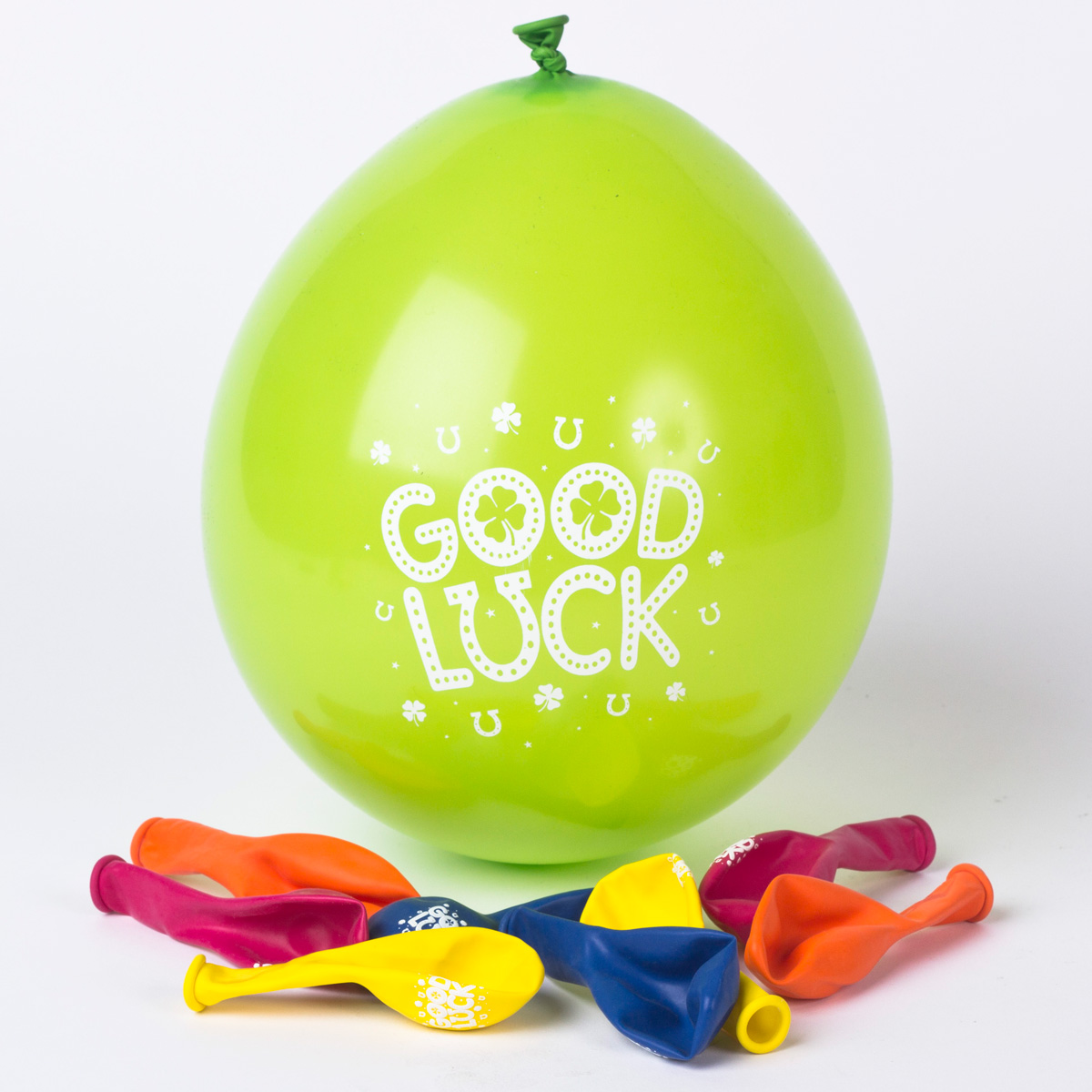 Multicoloured Good Luck Small Air-fill Latex Balloons - Pack Of 10