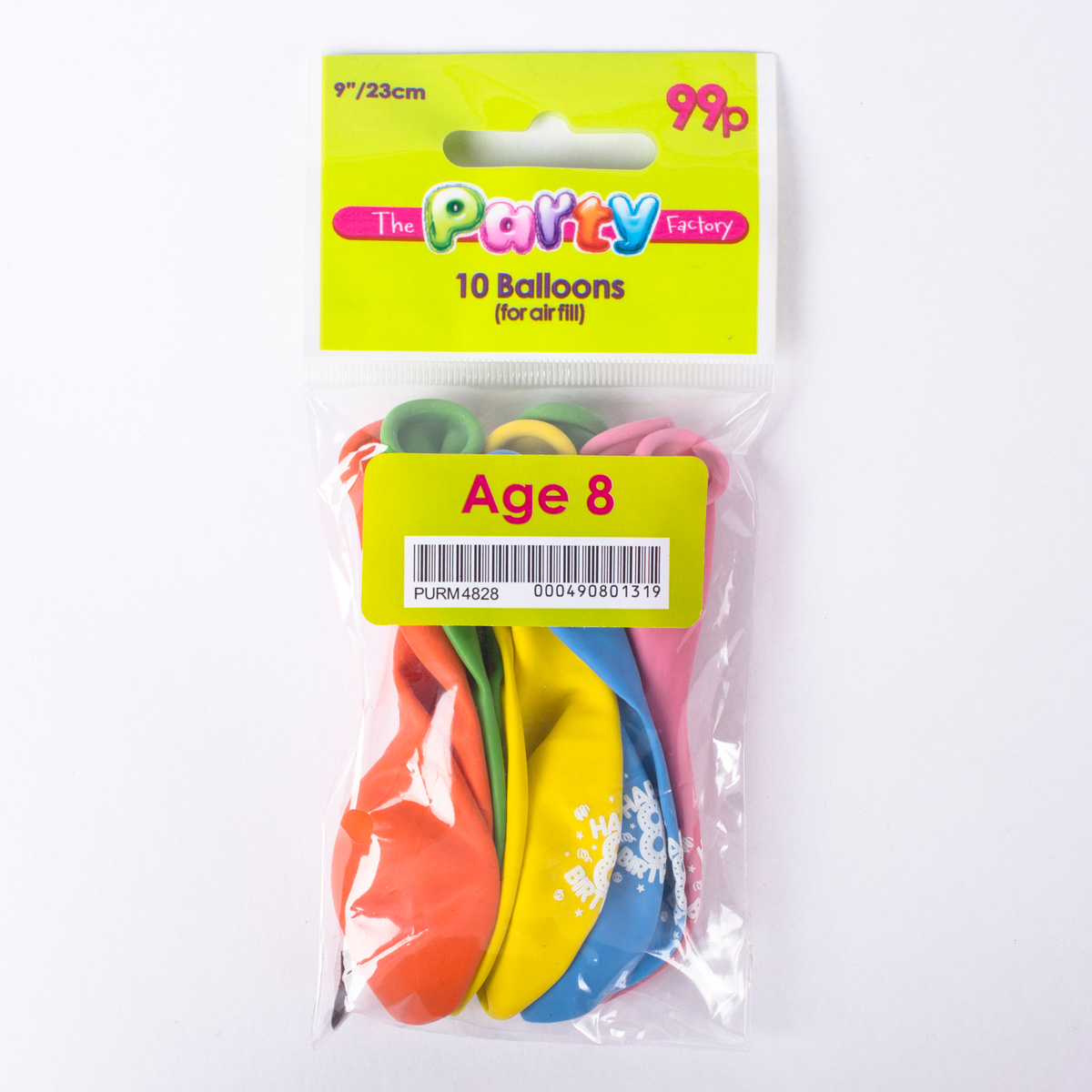 Multicoloured Age 8 Small Air-fill Latex Balloons, Pack Of 10