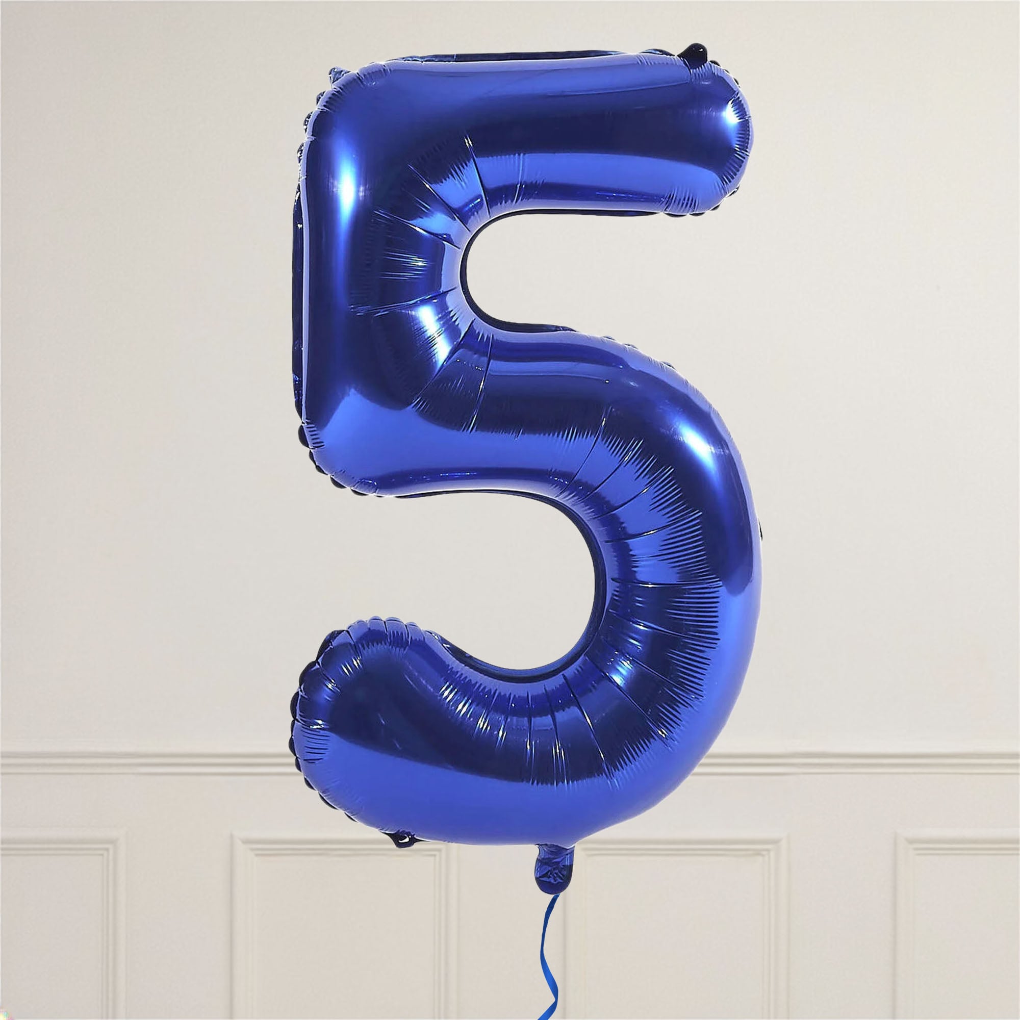 Blue Number 5 Giant Foil Helium Balloon INFLATED 