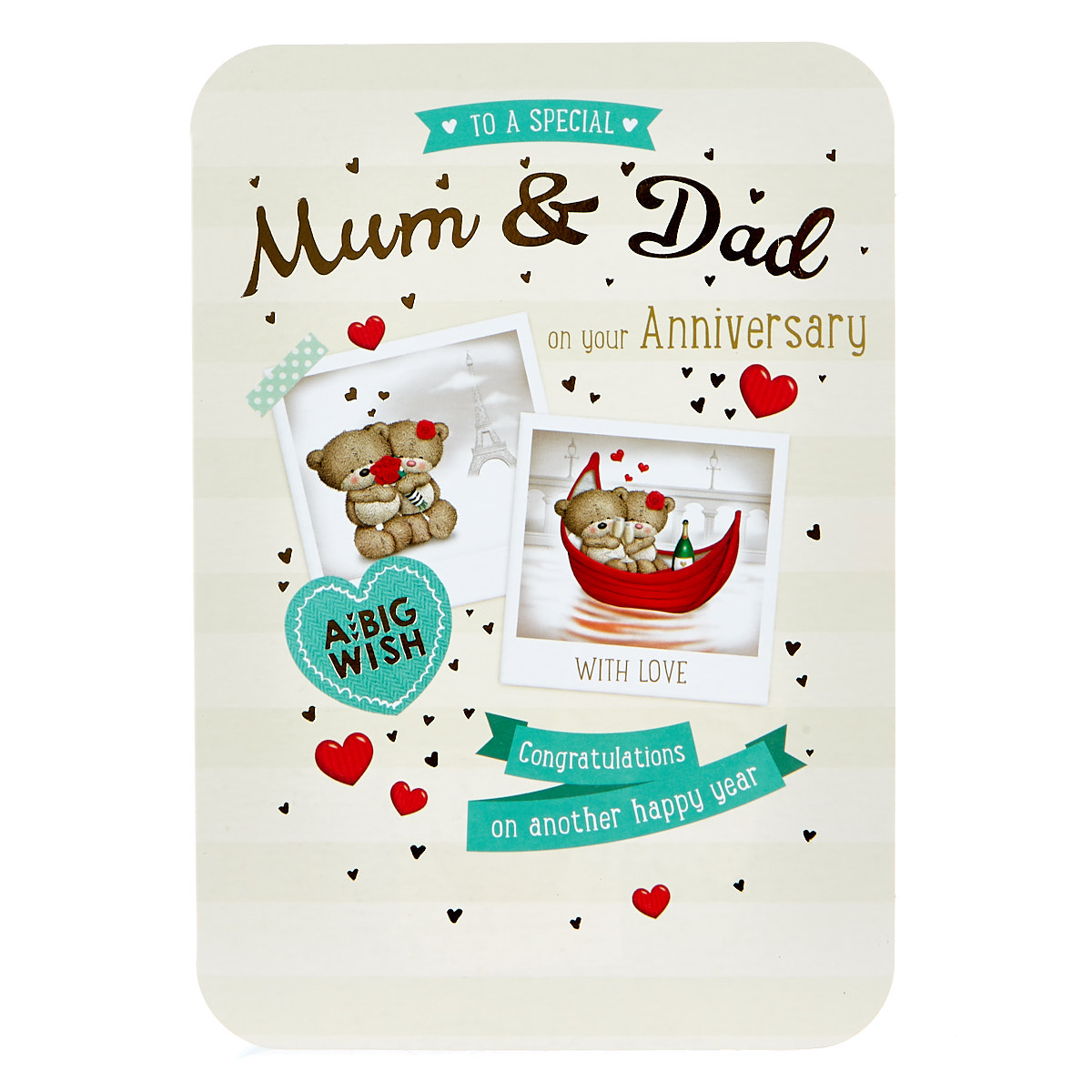 Anniversary Card - Mum & Dad, Hugs 