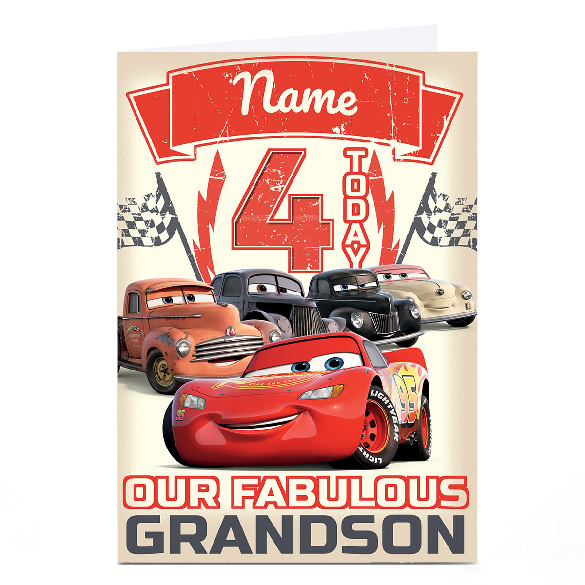 Personalised Cars 3rd Birthday Card - Fabulous Grandson