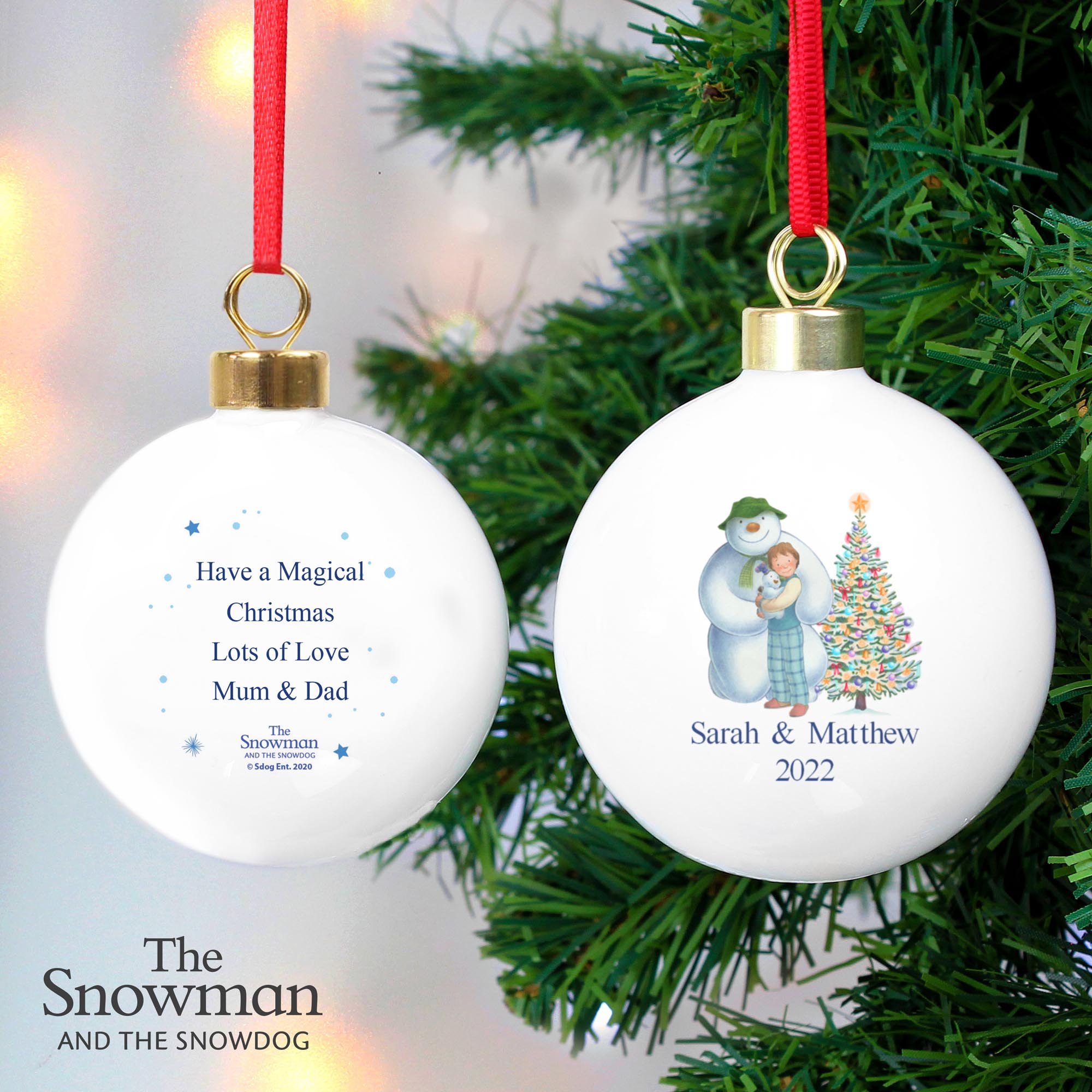 Personalised The Snowman & the Snowdog Friends Bauble
