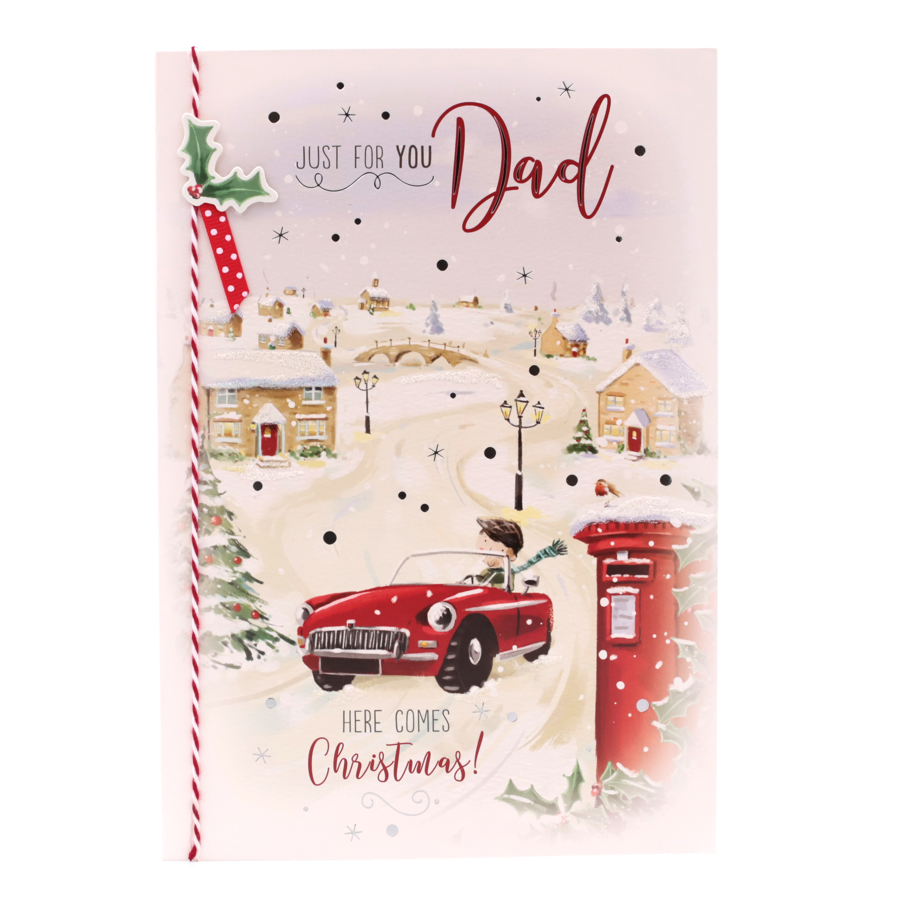 Christmas Card - Dad, Red Car In The Snow