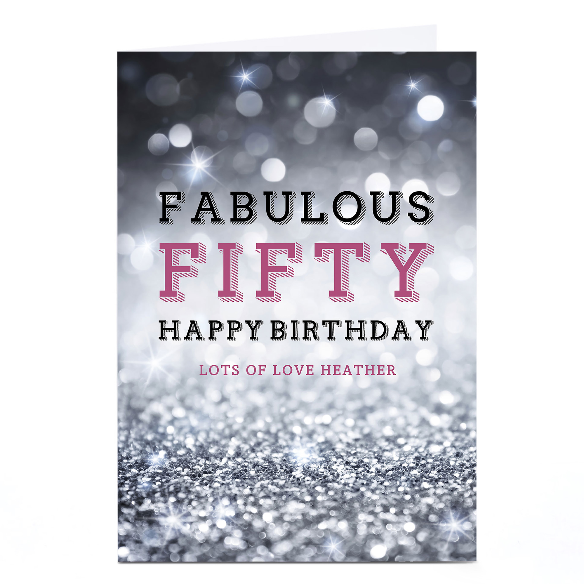 Personalised 50th Birthday Card - Fabulous Fifty Glitter