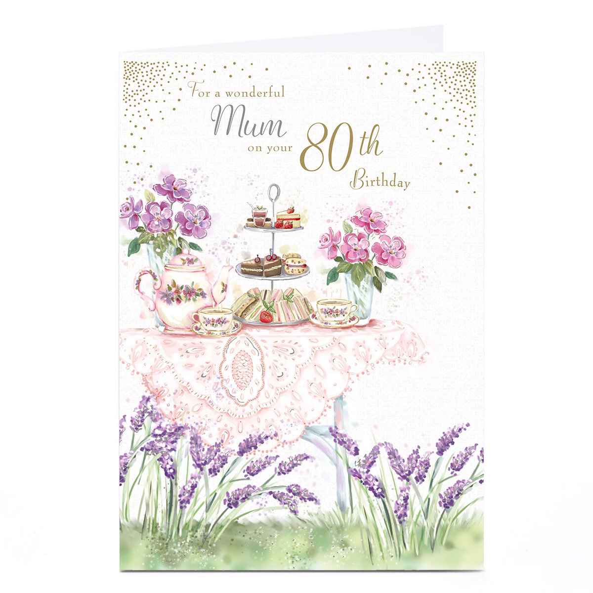 Personalised 80th Birthday Card - Garden Tea Party, Mum