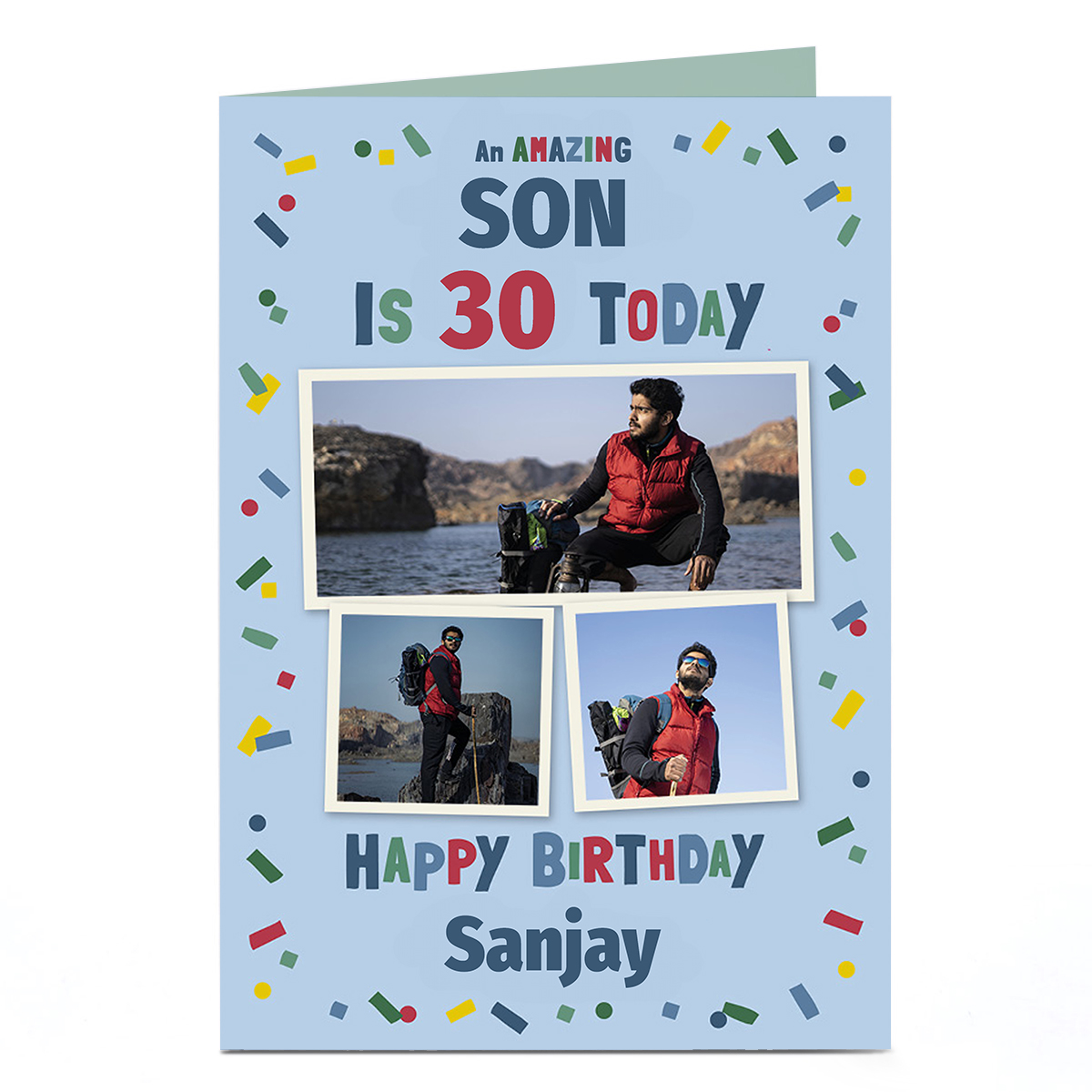 Photo Birthday Card - Colourful Confetti, An Amazing..., Editable Age