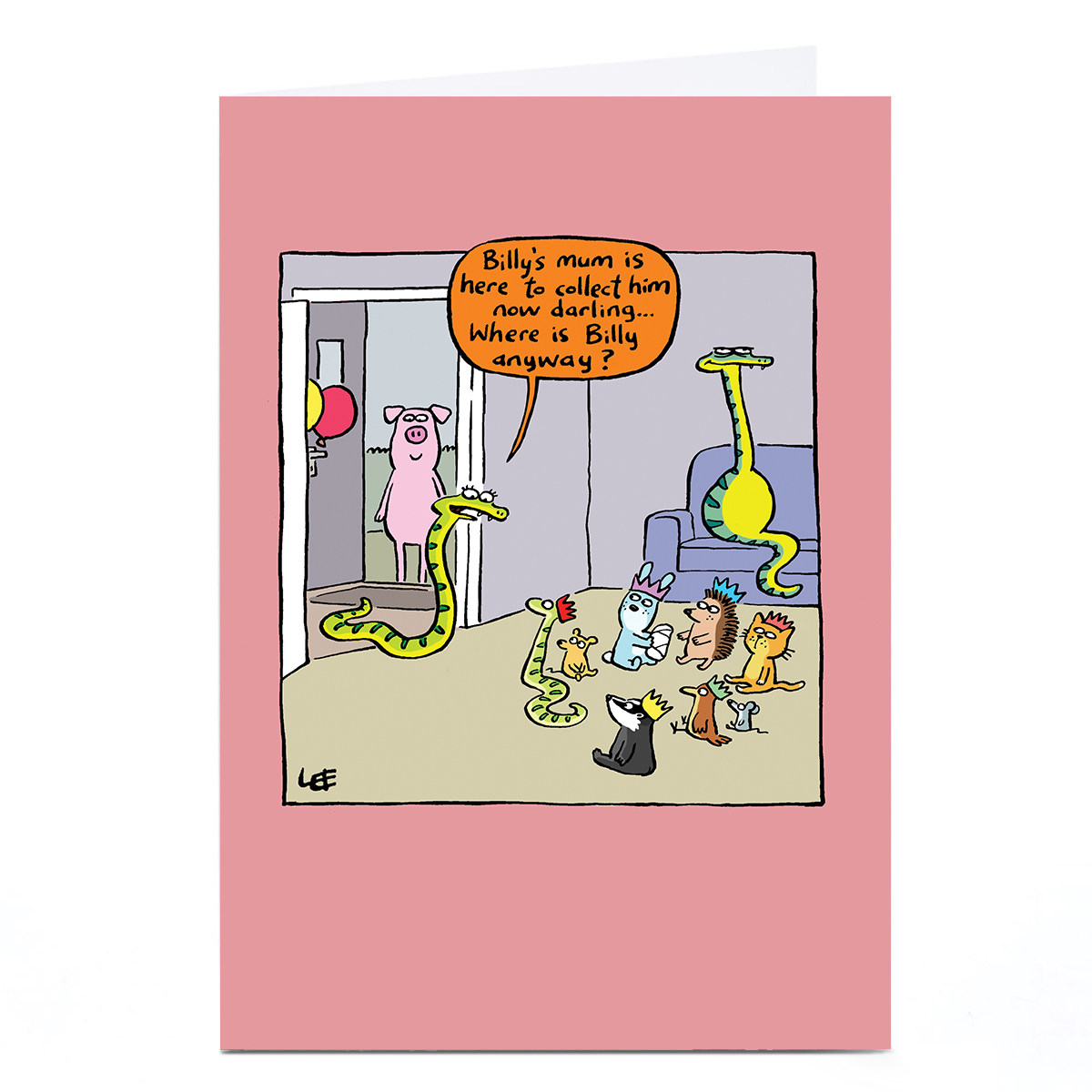 Personalised Lee Fearnley Card - Snake Kids Party