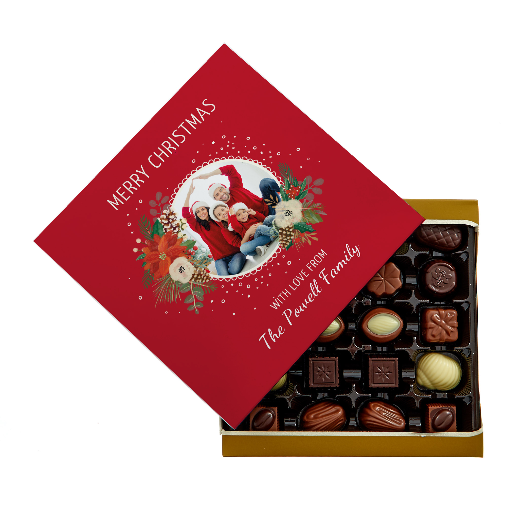 Photo Upload Belgian Chocolates - Merry Christmas Festive Wreath