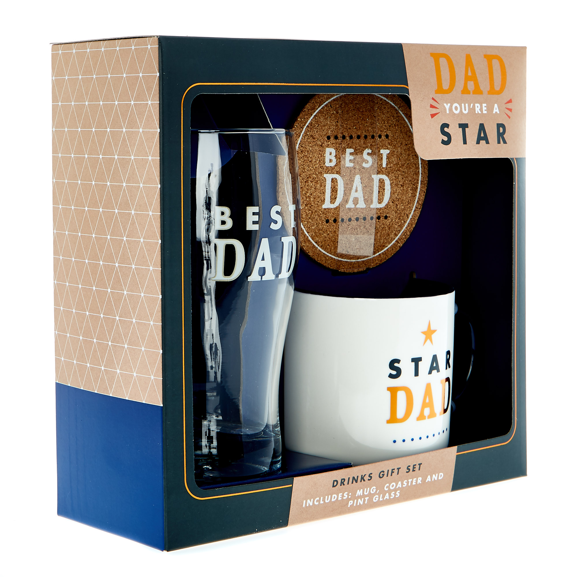 Star Dad Mug, Coaster & Pint Glass Gift Set