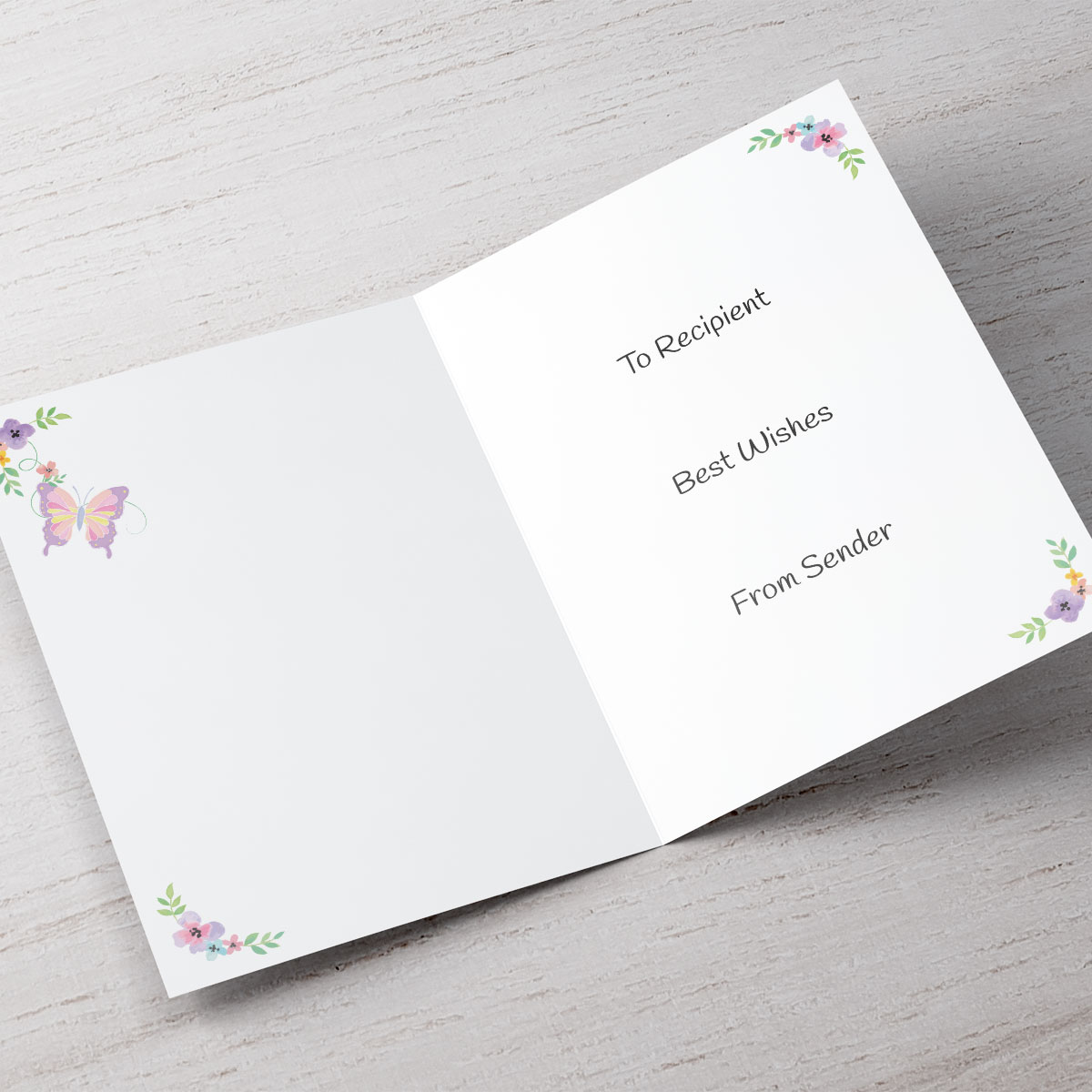 Personalised Thank You Card - Butterflies & Flowers