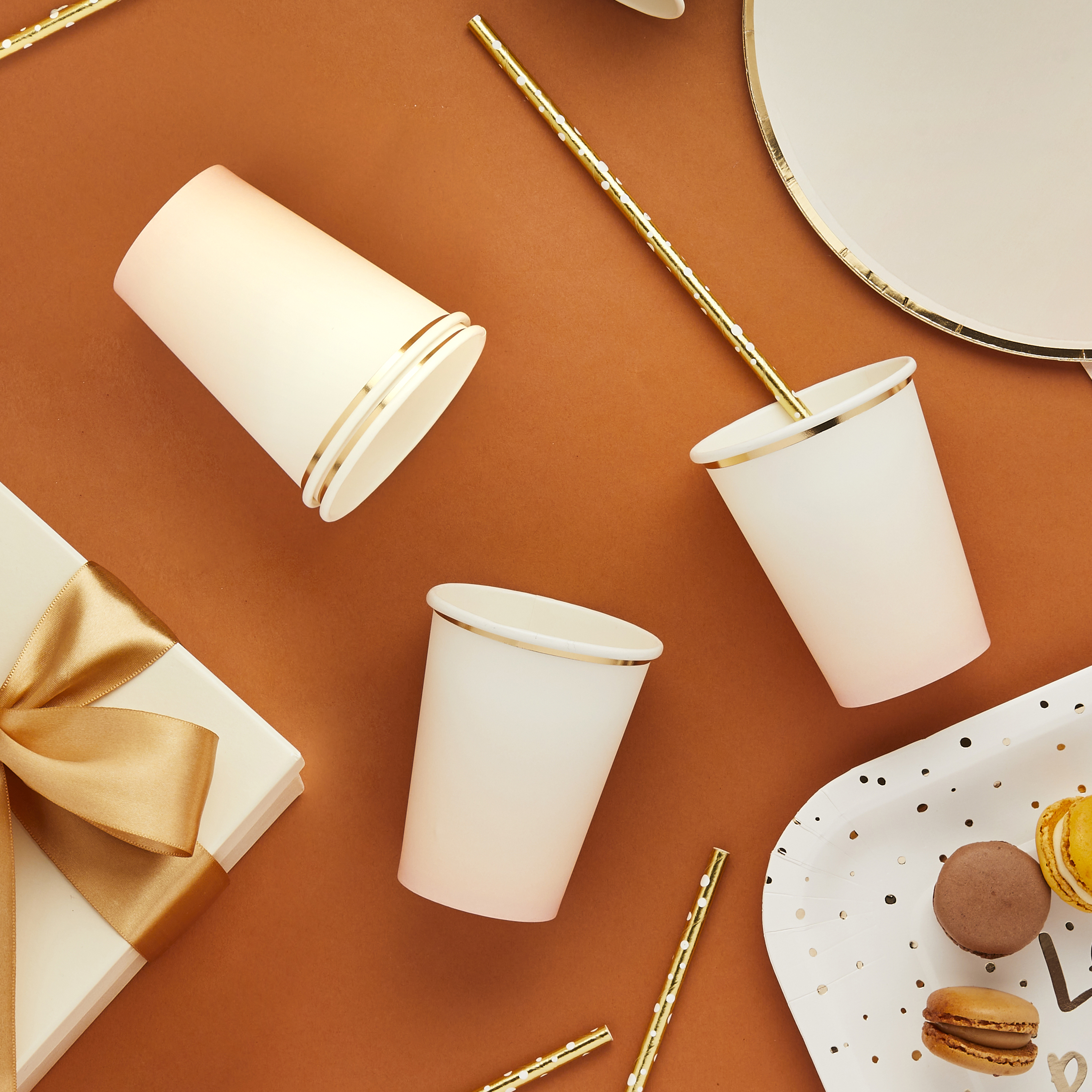 Metallic Gold & Peach Ombre Paper Cups - Pack of 8