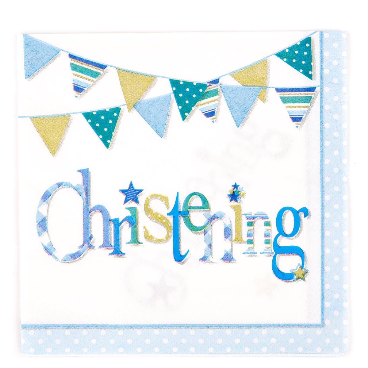 Blue Christening Party Tableware & Decoration Bundle - 16 Guests