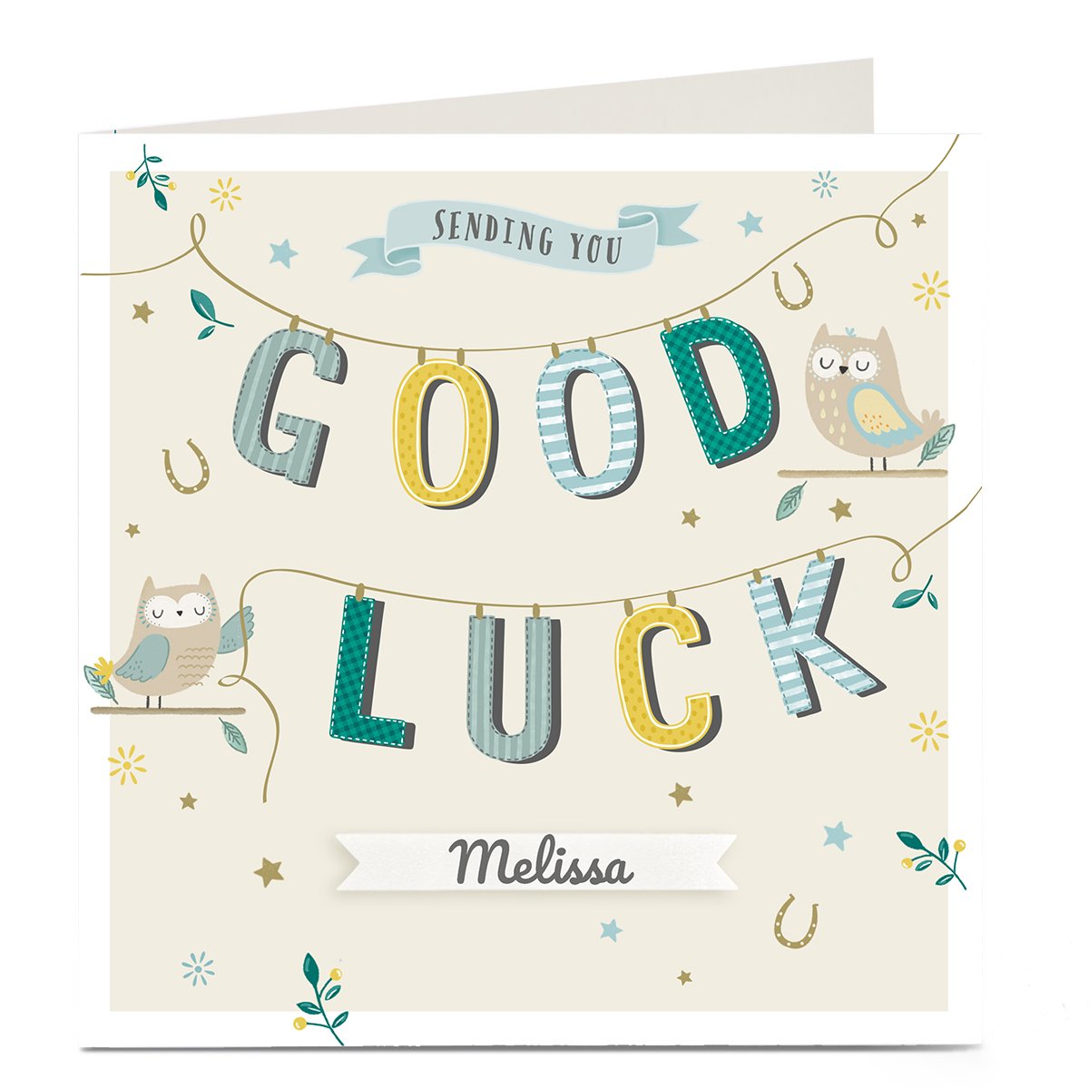Personalised Good Luck Card - Owl