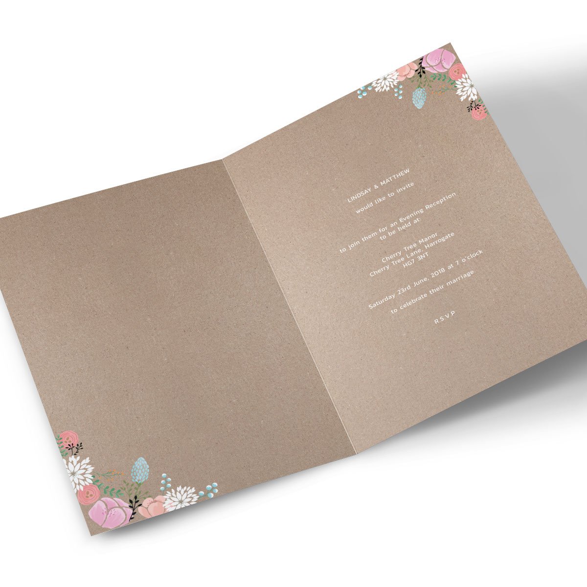 Personalised Evening Reception Invitation - Rustic Floral