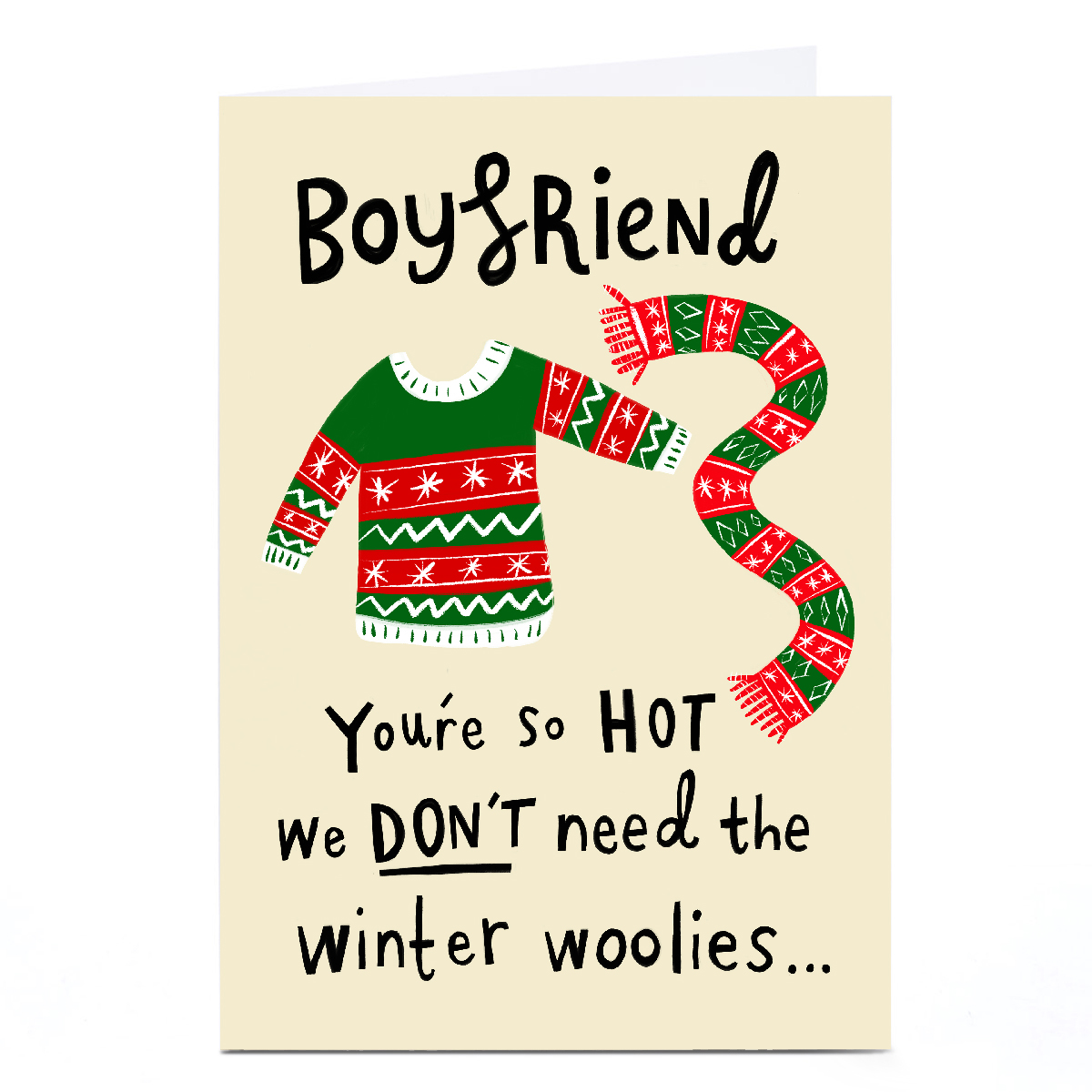 Personalised Stevie Studio Christmas card - Boyfriend You're So Hot