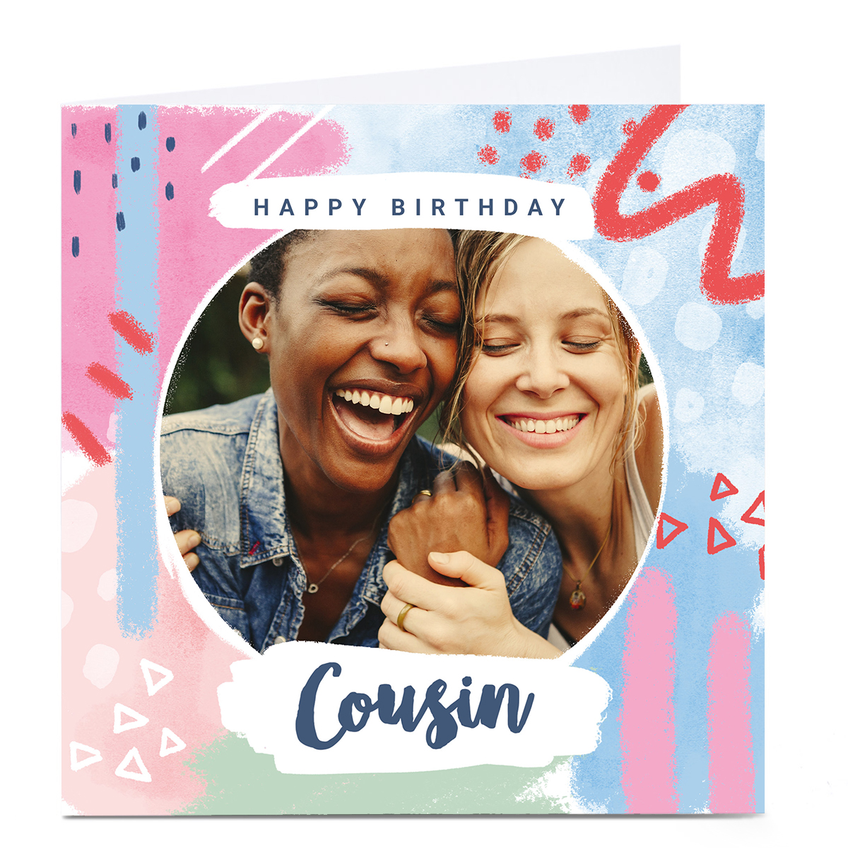 Photo Little Mono Birthday Card - Cousin