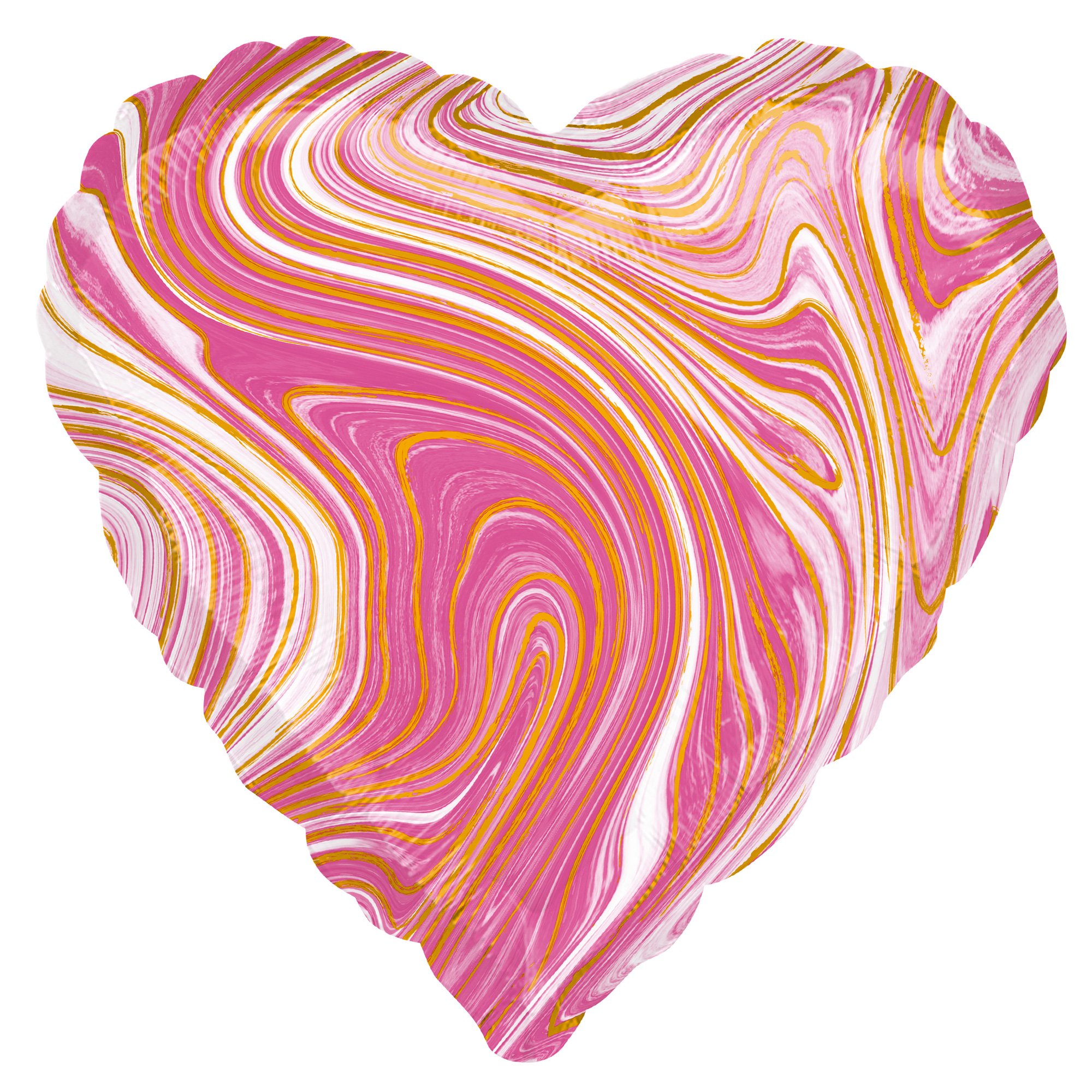 Pink Heart Marble-Effect 17-Inch Foil Helium Balloon
