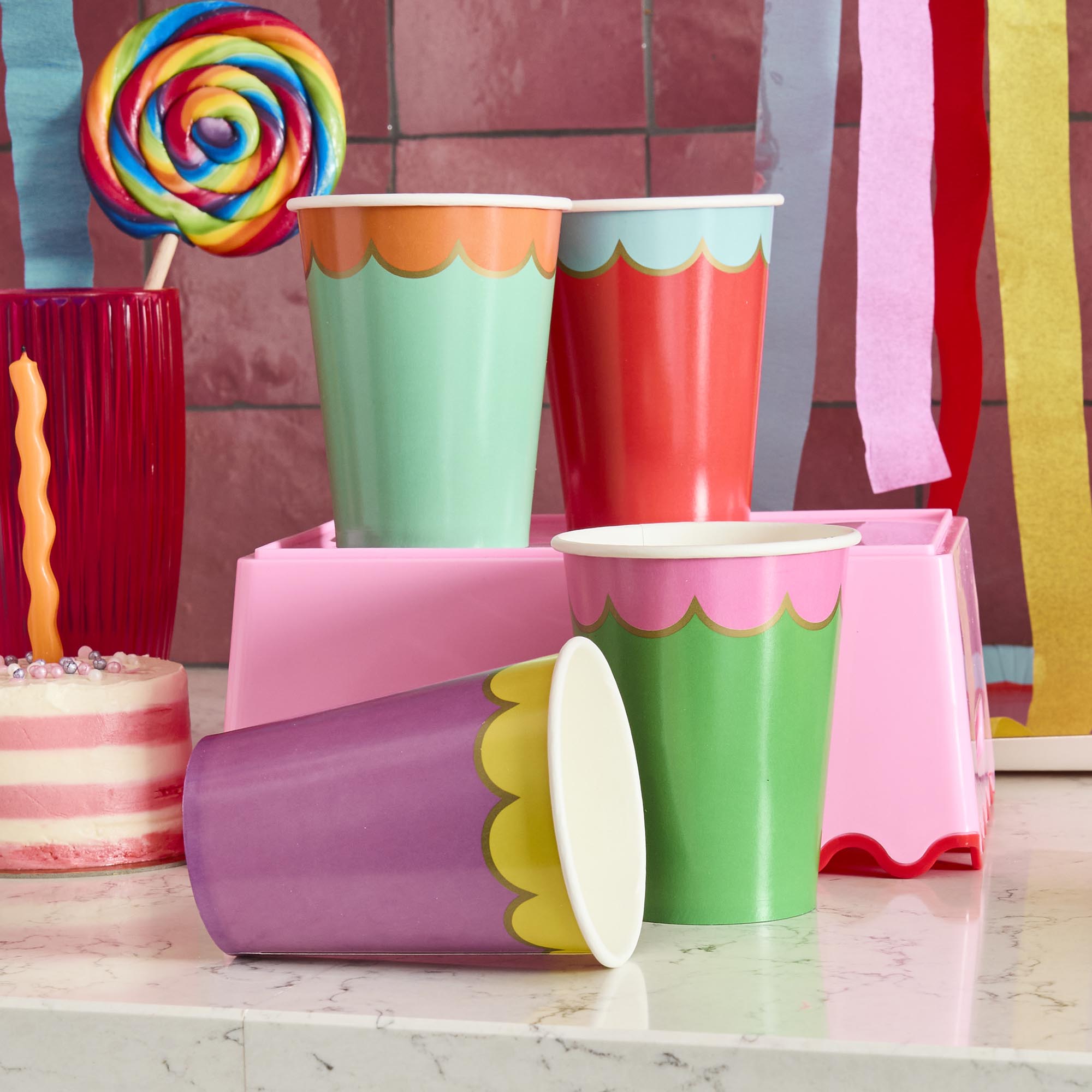 Premium Brights Paper Cups - Pack of 8