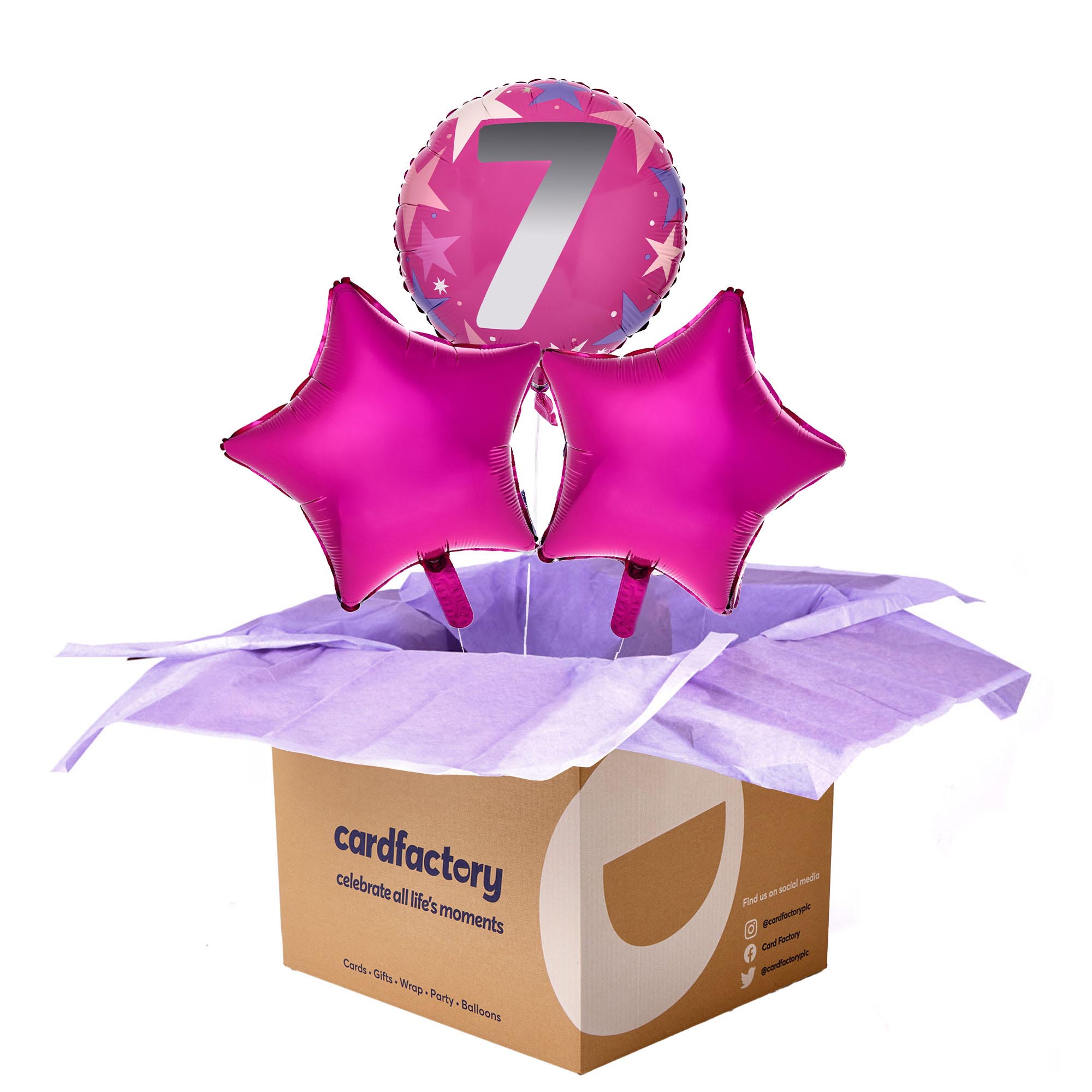 Pink 7th Birthday Balloon Bouquet - Delivered Inflated!