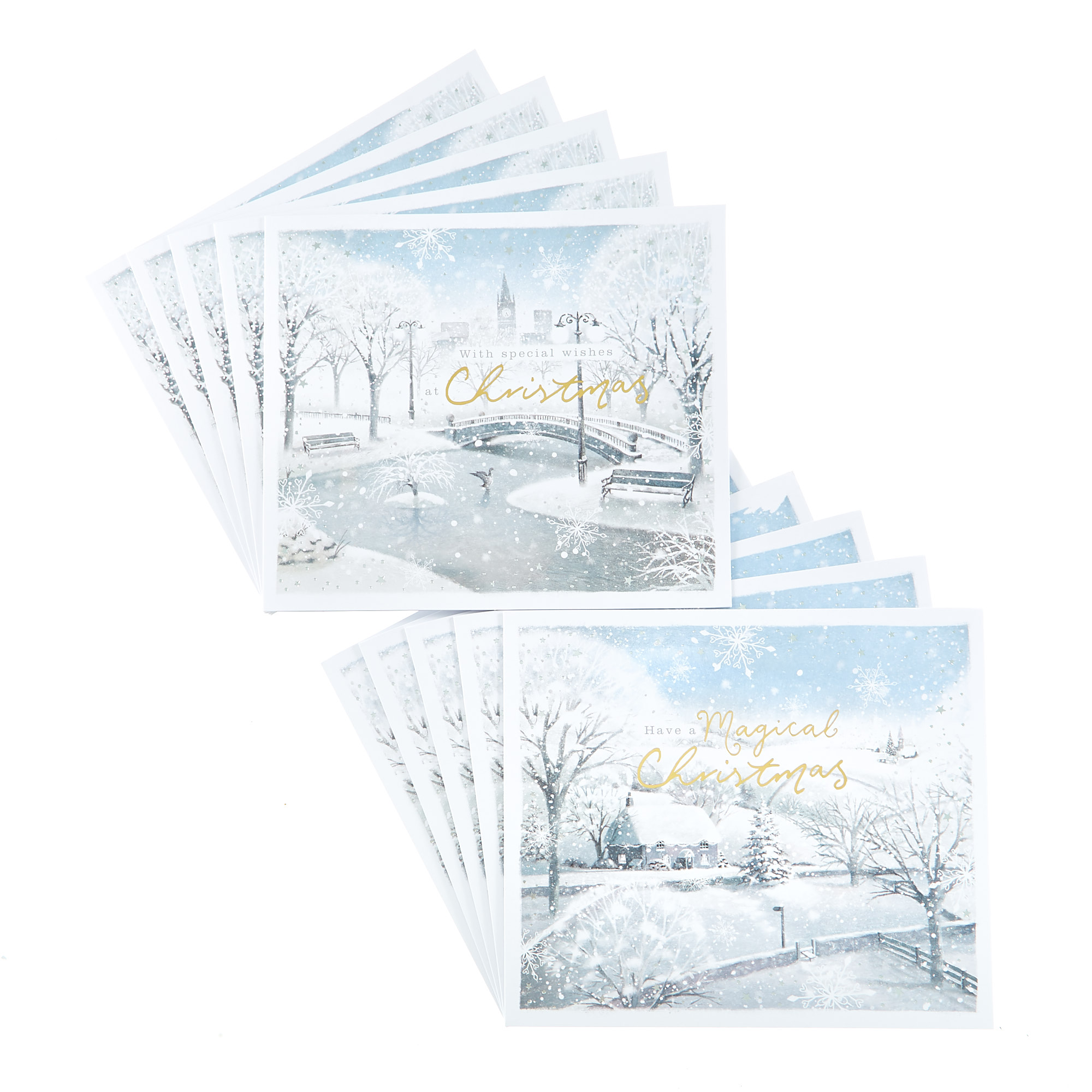 10 Deluxe Charity Boxed Christmas Cards - Magical Winter (2 Designs)