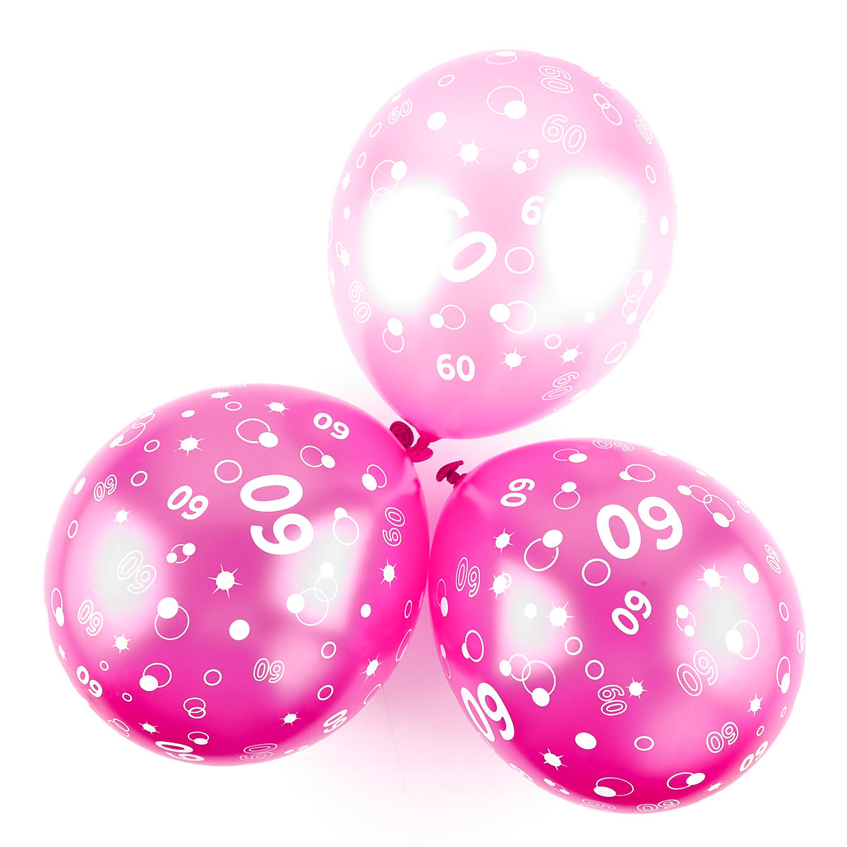 Metallic Pink Circles 60th Birthday Latex Balloons - Pack Of 6