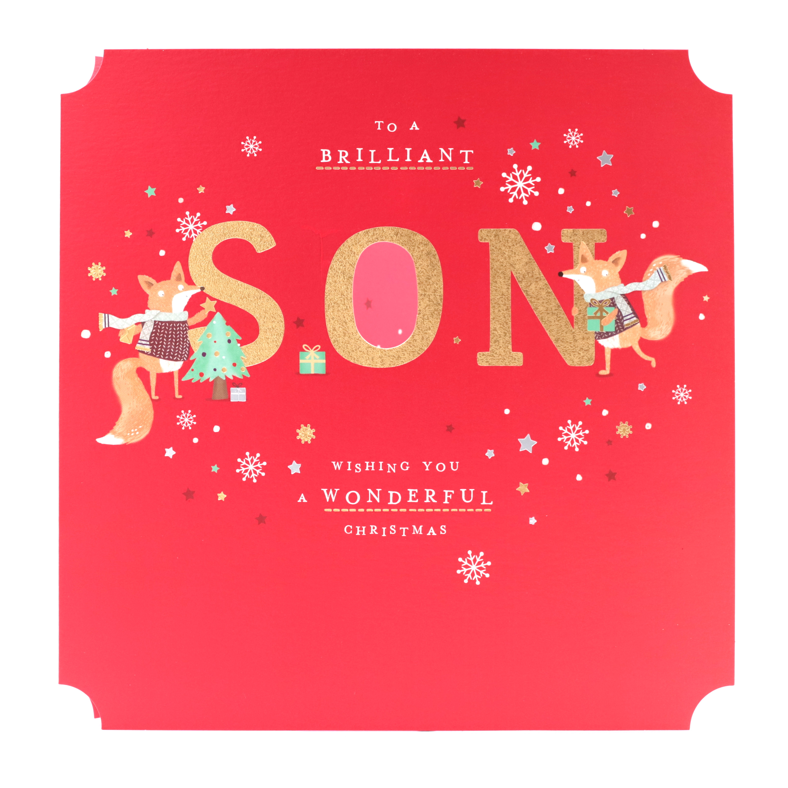Christmas Card - Son, Cute Foxes