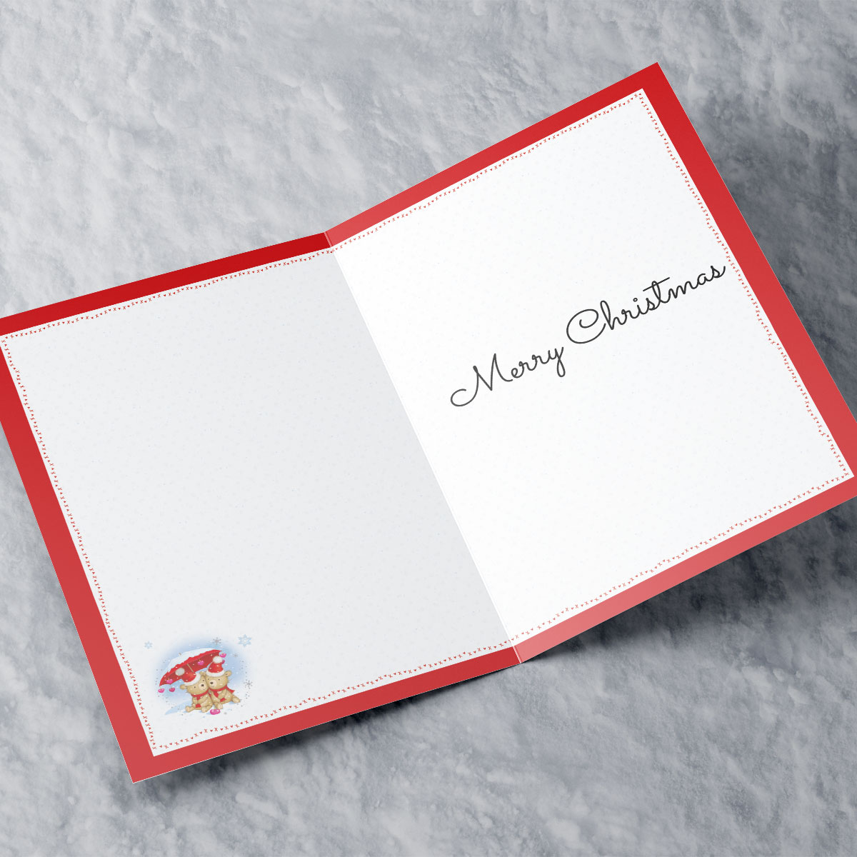 Personalised Christmas Card - Bears Under A Snowy Umbrella