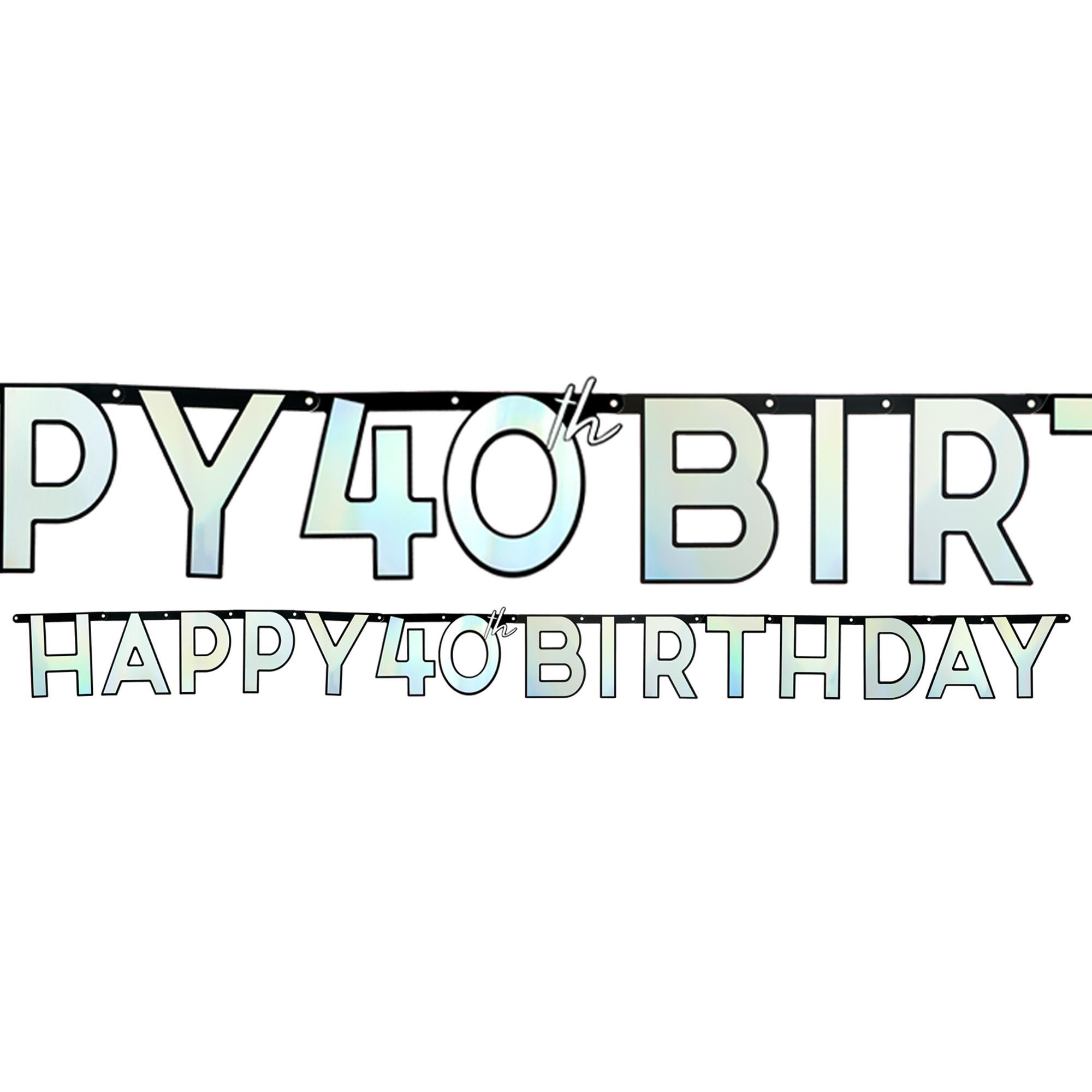 Black & Silver 40th Birthday Letter Banner