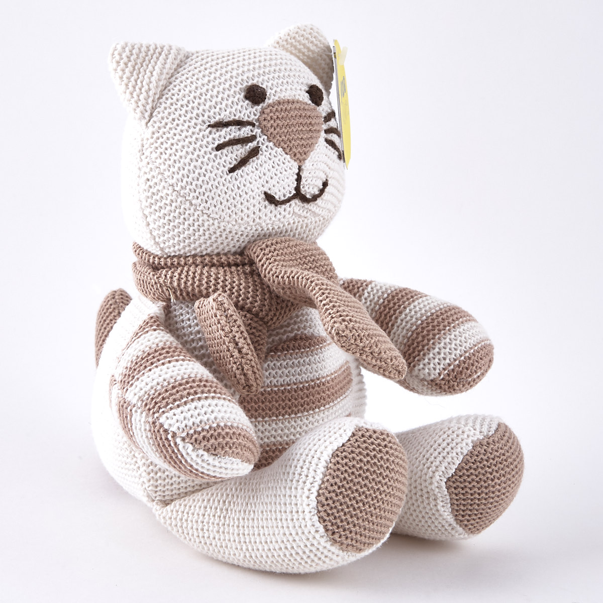 Tiny Treasures Striped Cream & Beige Cat with Scarf