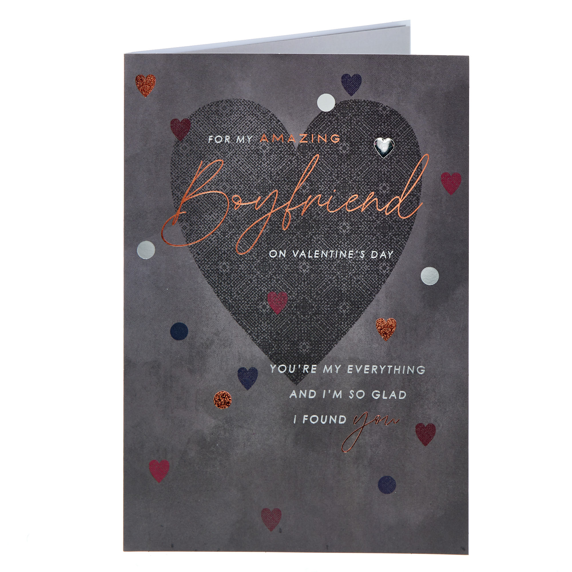 Boyfriend Black & Bronze Hearts Valentine's Day Card
