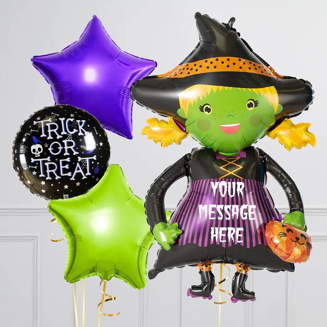 Personalised Witch Foil Bouquet - Delivered Inflated!