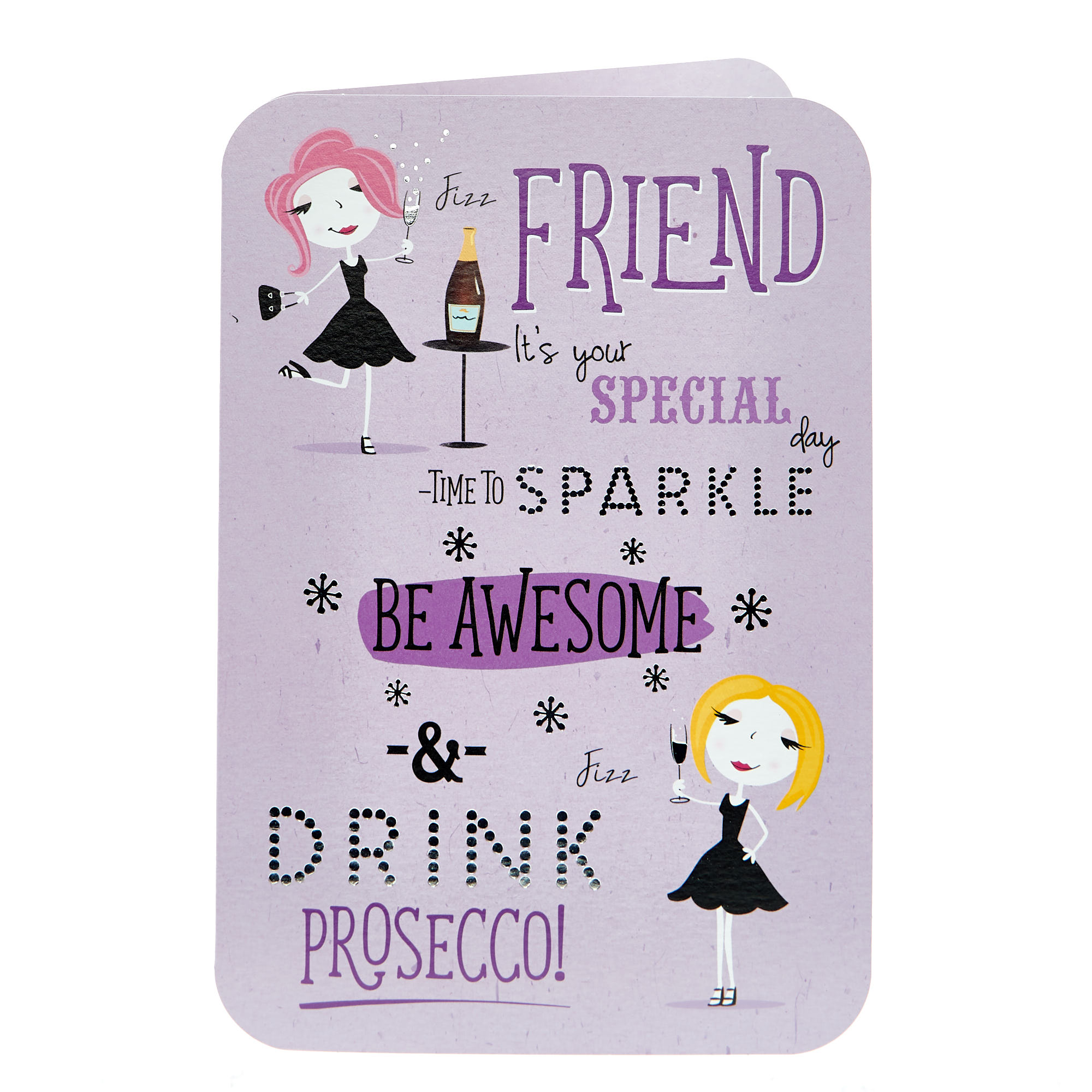 Birthday Card - Awesome Friend Drink Prosecco