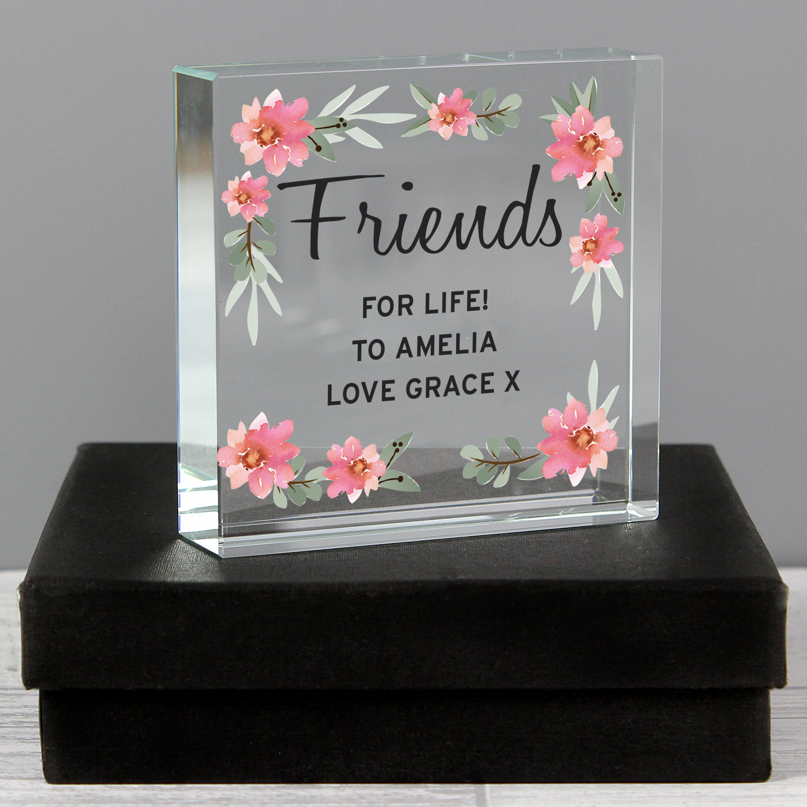 Personalised Floral Sentimental Crystal Token
