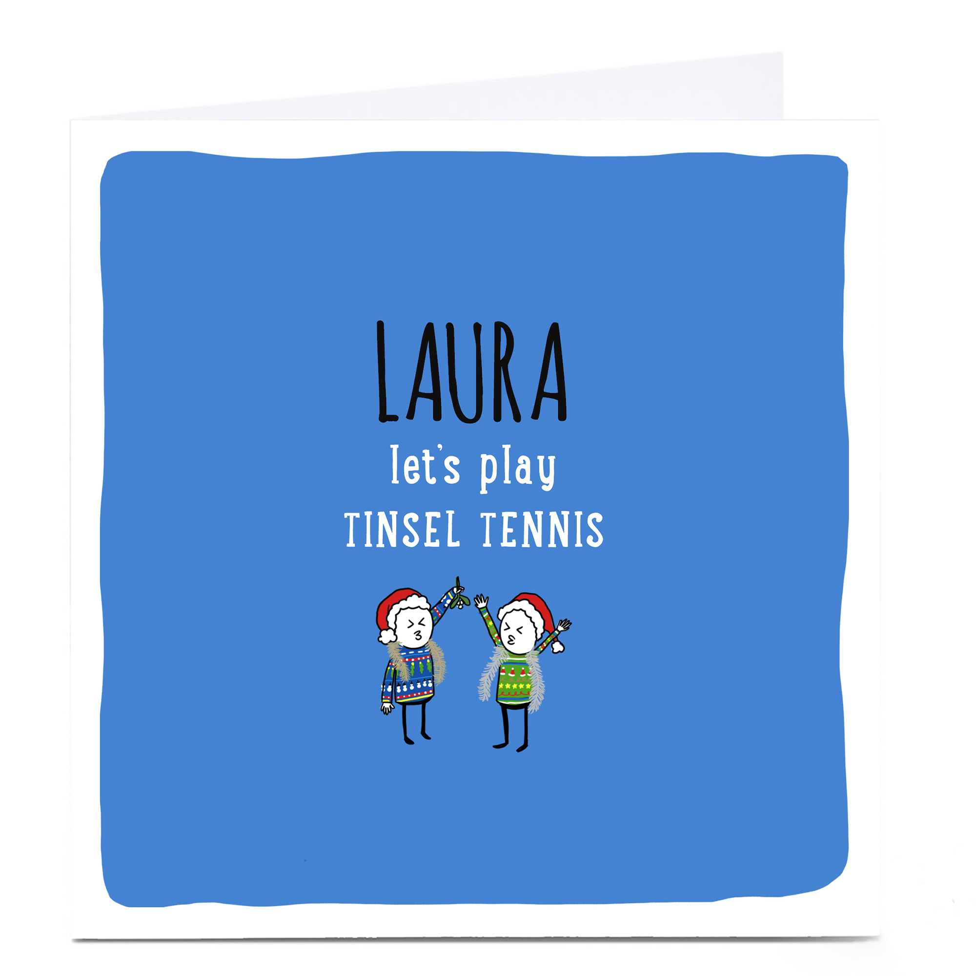 Personalised Cheeky Christmas Card - Tinsel Tennis