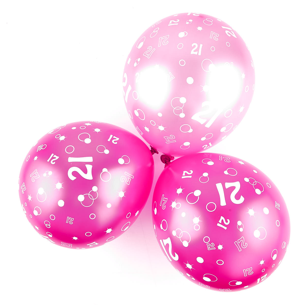 Metallic Pink Circles 21st Birthday Helium Latex Balloons - Pack Of 6