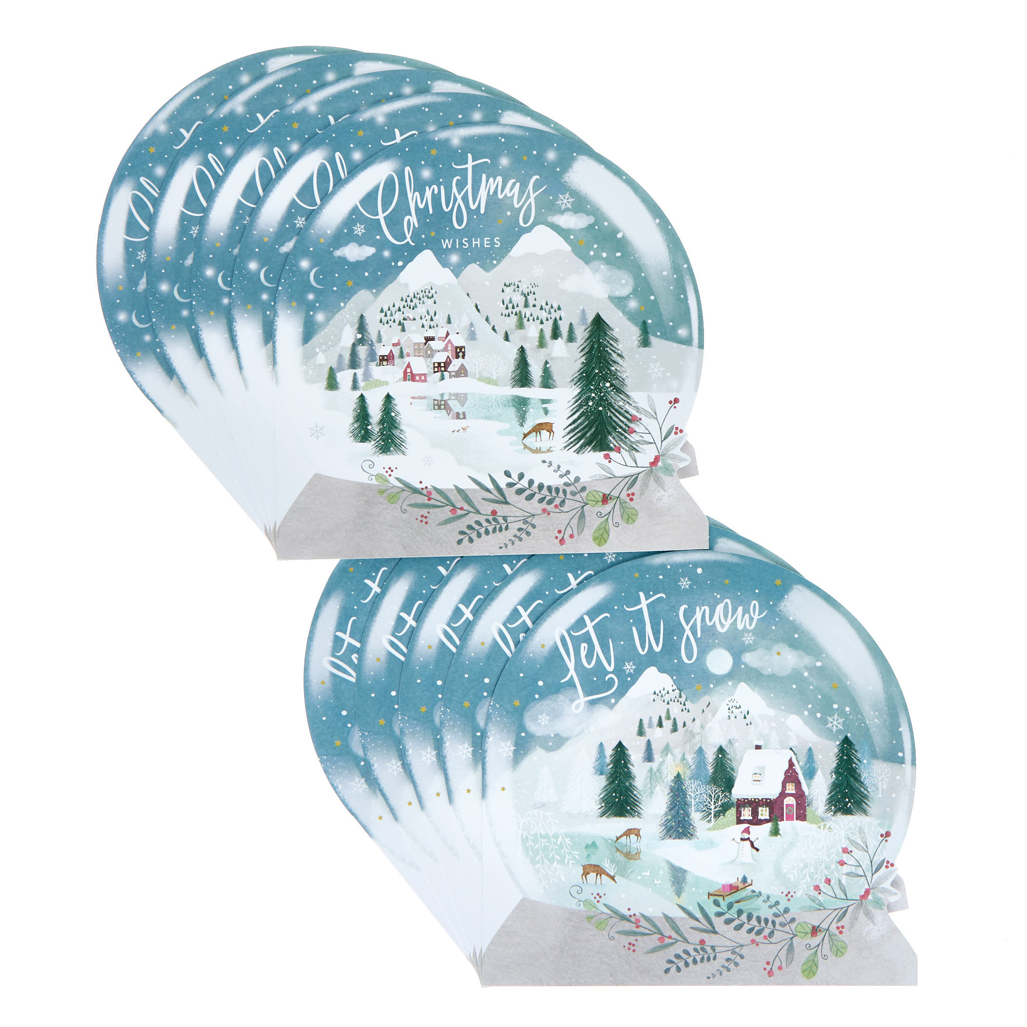 16 Charity Christmas Cards - Snow Globes (2 Designs)