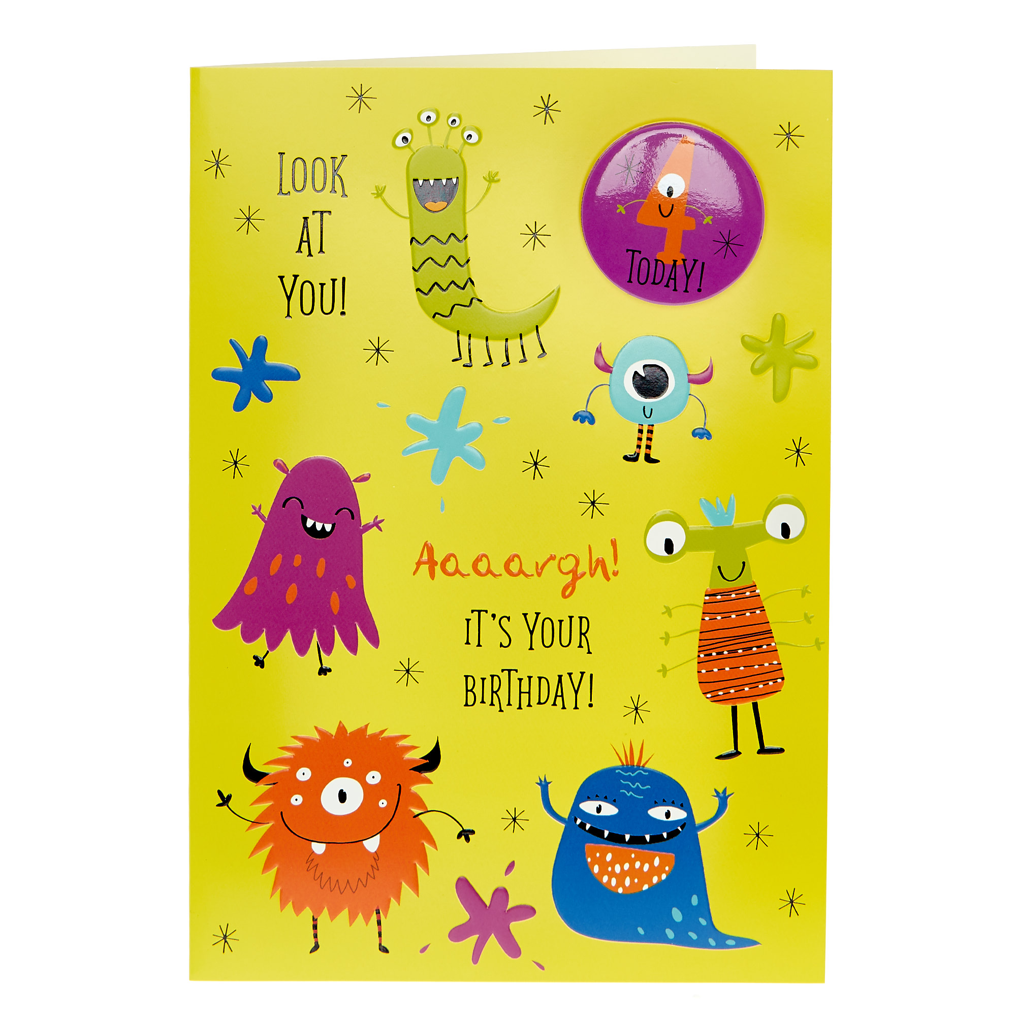 4th Birthday Card - Look at you! (With Badge)