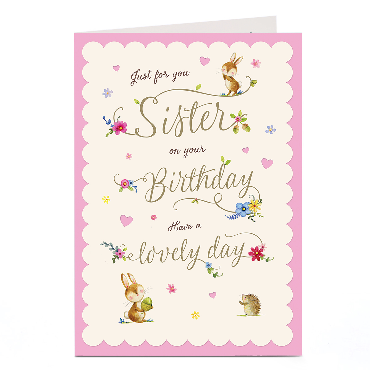 Birthday Card - Cute Woodland Creatures, Sister
