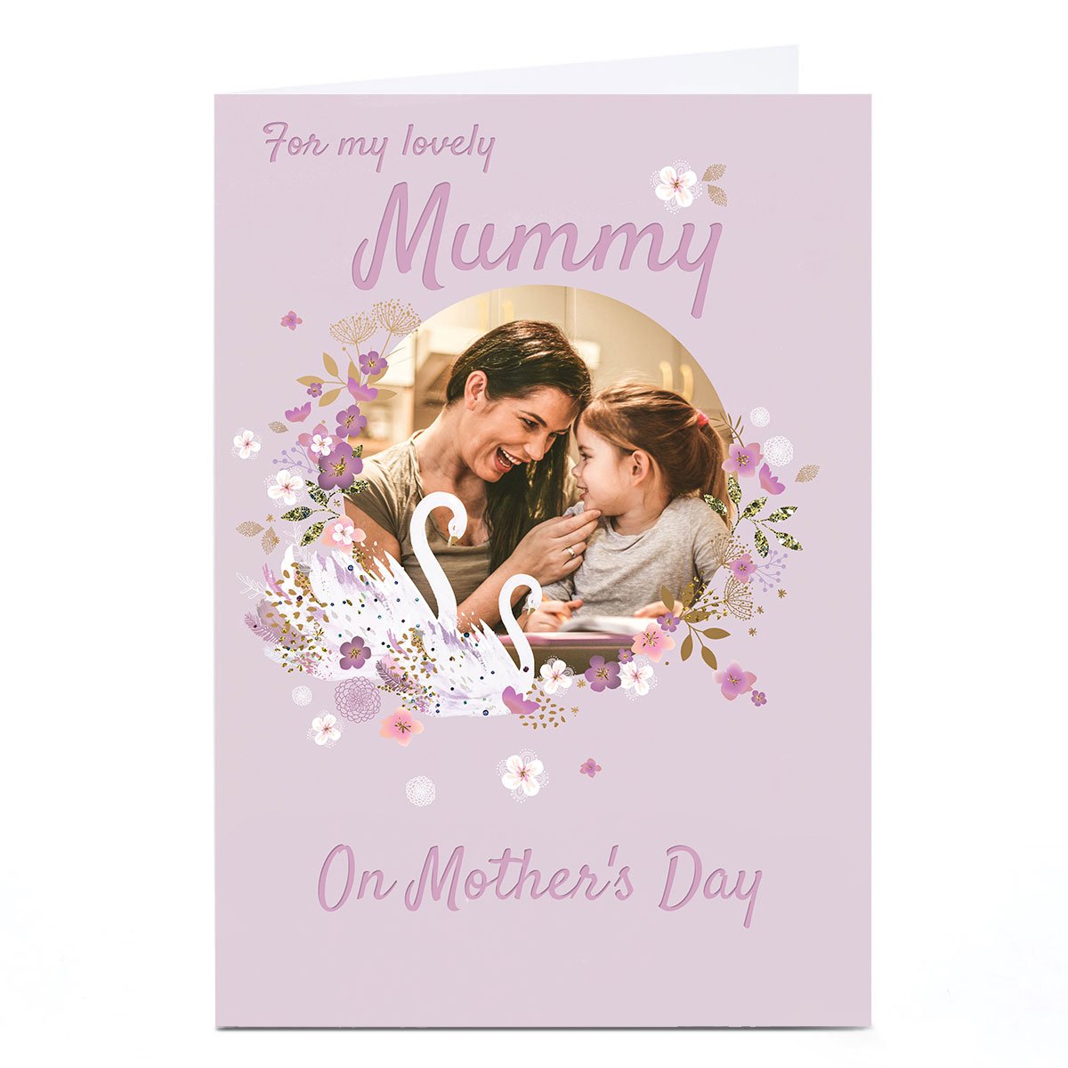 Personalised Kerry Spurling Mother's Day Photo Card - Swans, Mummy