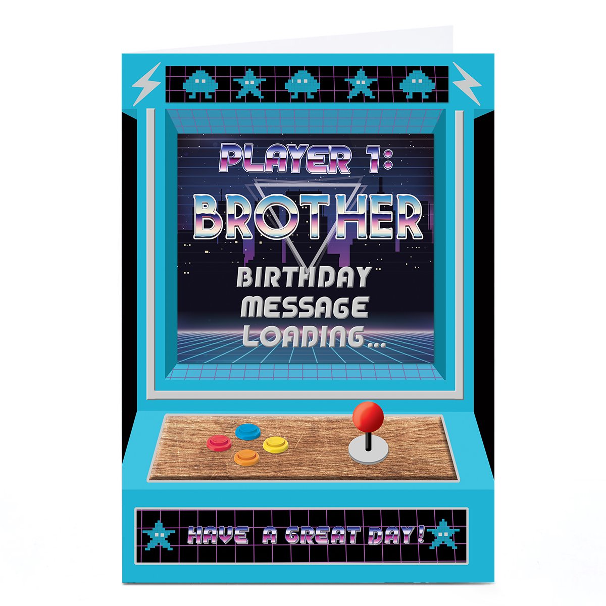 Personalised Birthday Card - Arcade Game Player 1, Brother