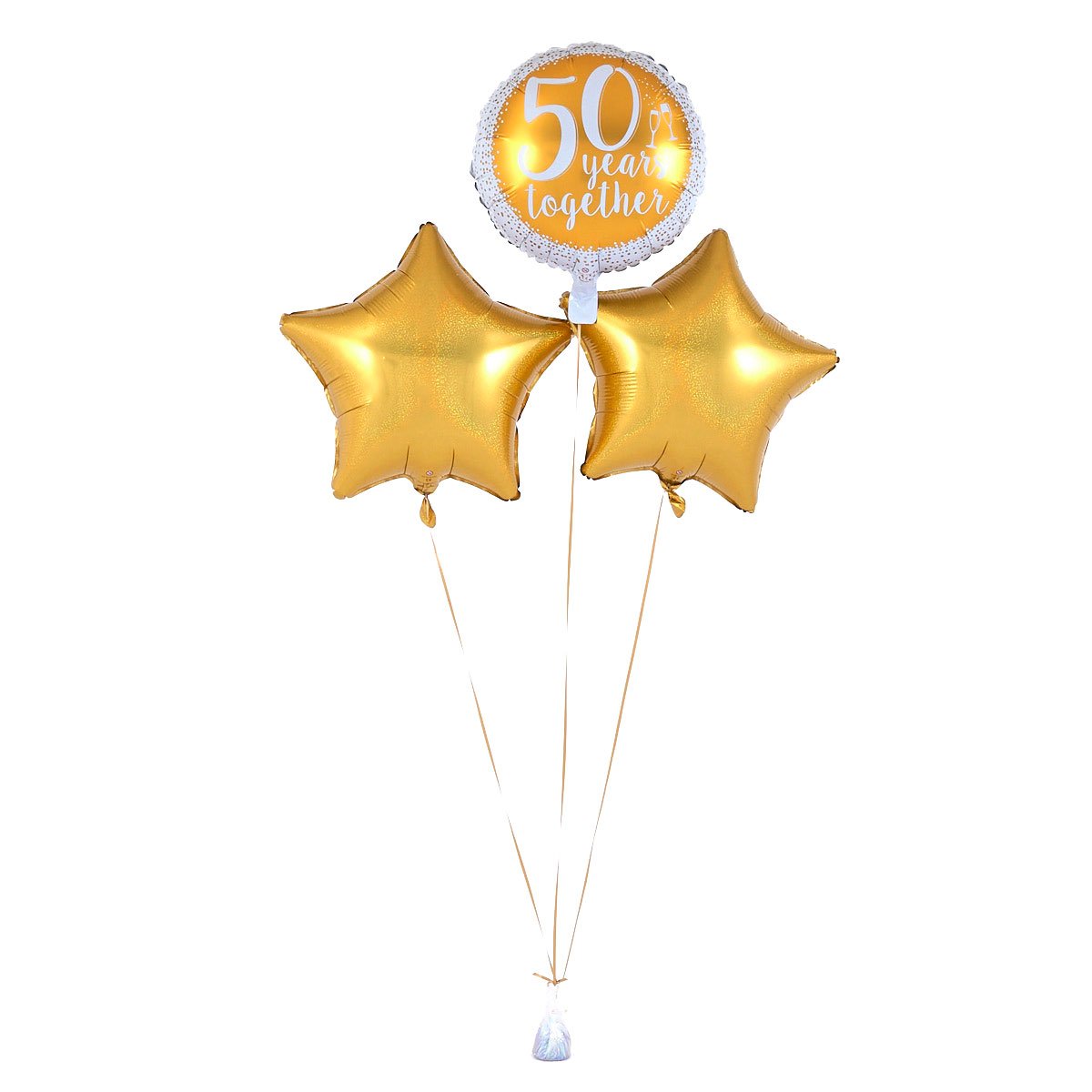 50 Years Together' Golden Wedding Balloon Bouquet - DELIVERED INFLATED!