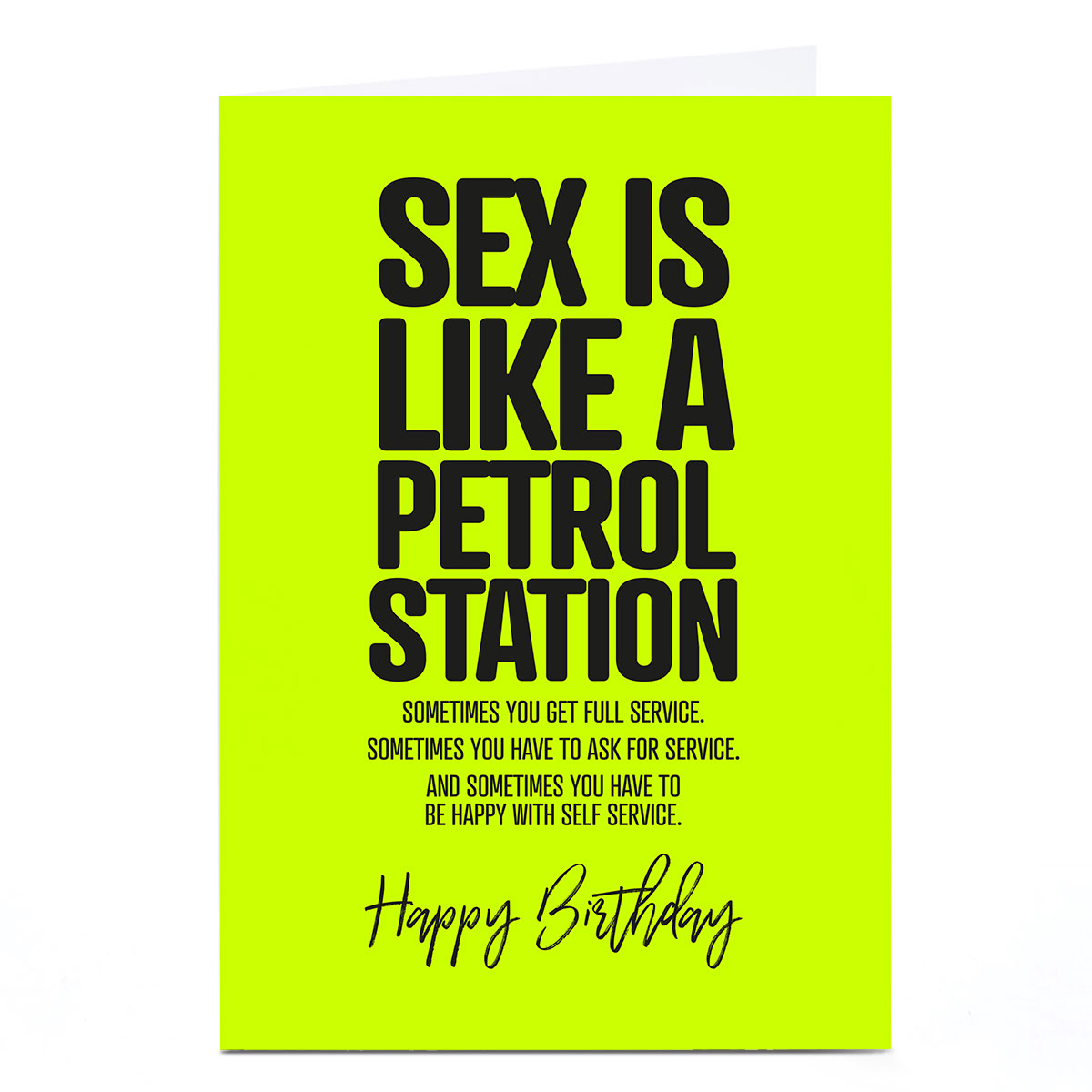 Personalised Punk Birthday Card - Sex Is Like a Petrol Station
