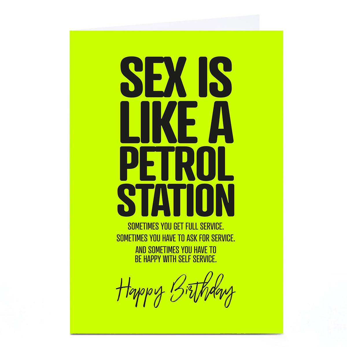 Personalised Punk Birthday Card - Sex Is Like a Petrol Station