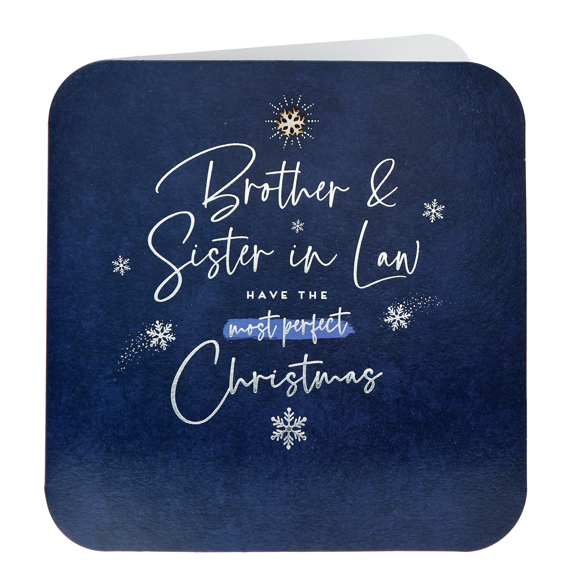 Brother & Sister In Law Navy & Silver Christmas Card