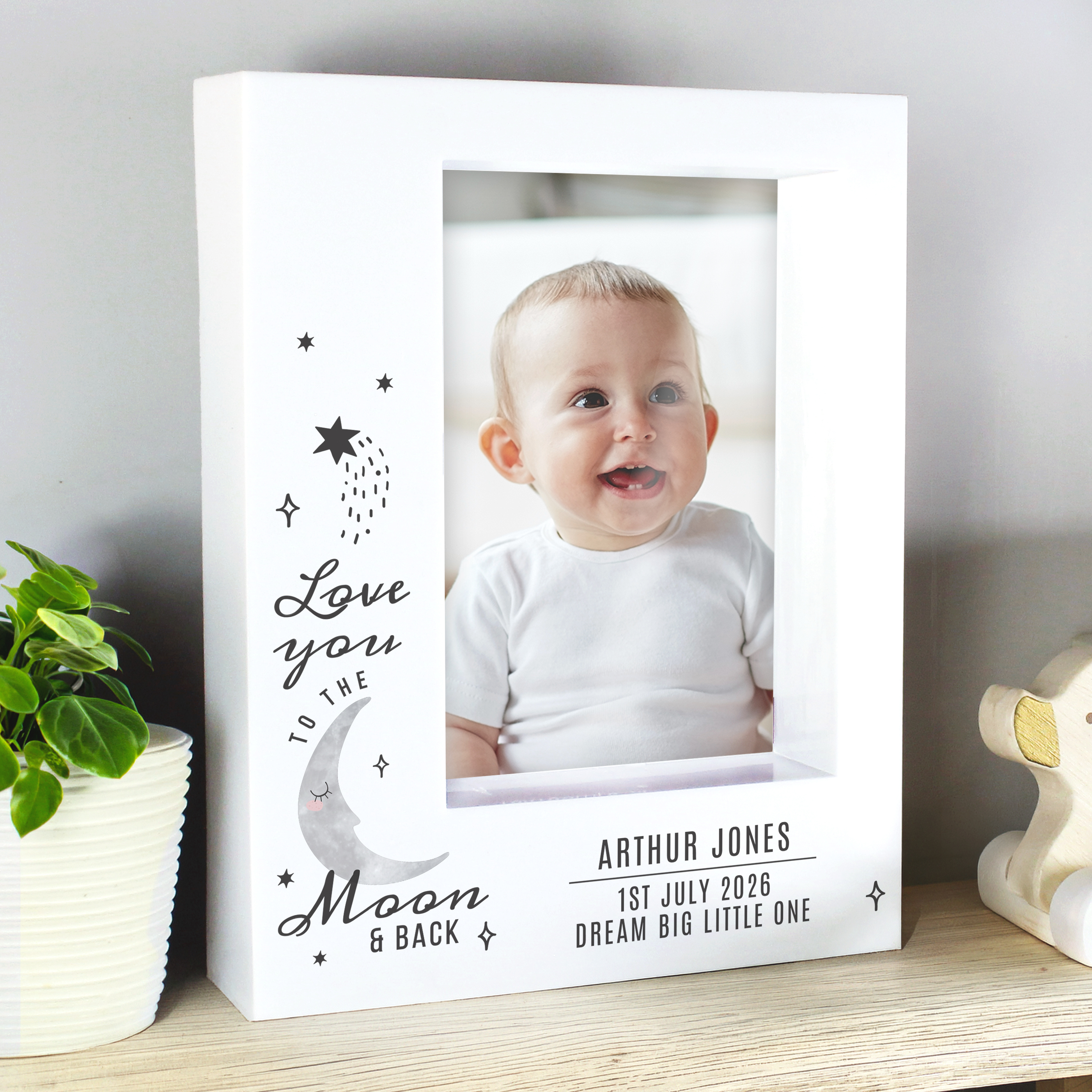 Personalised Baby To The Moon & Back 5x7-Inch Box Photo Frame